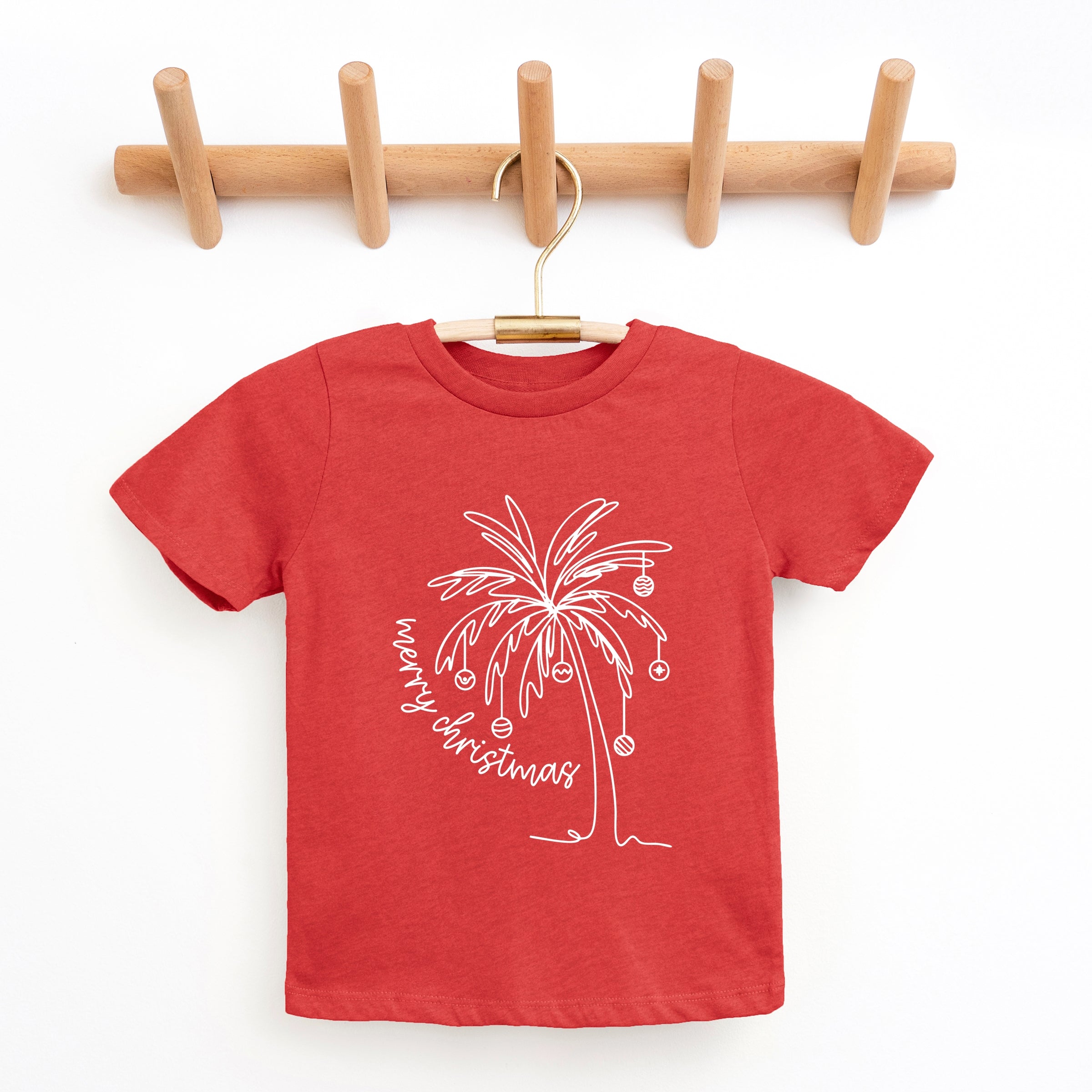 Merry Christmas Palm Tree - Youth Short Sleeve Graphic T-Shirt