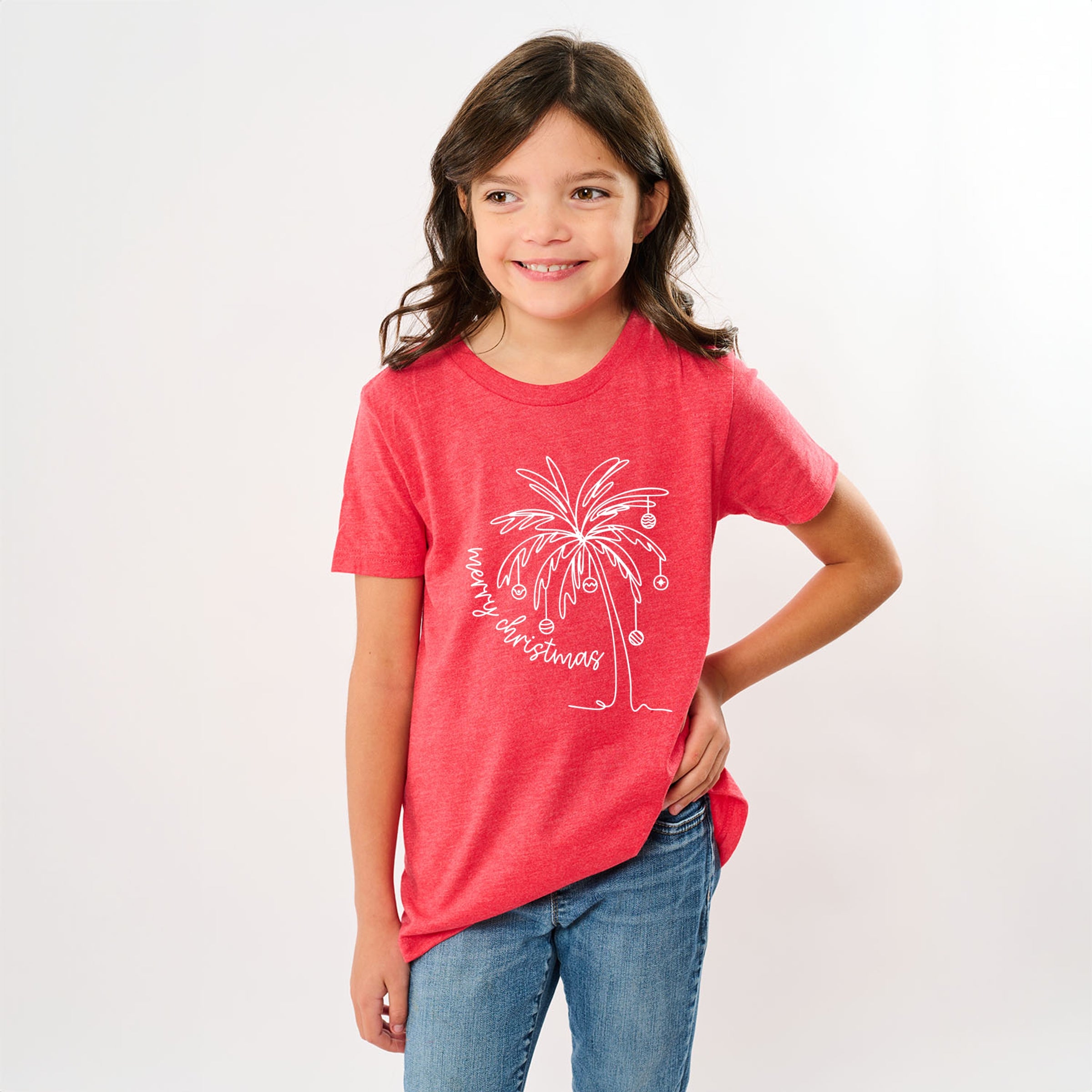 Merry Christmas Palm Tree - Youth Short Sleeve Graphic T-Shirt
