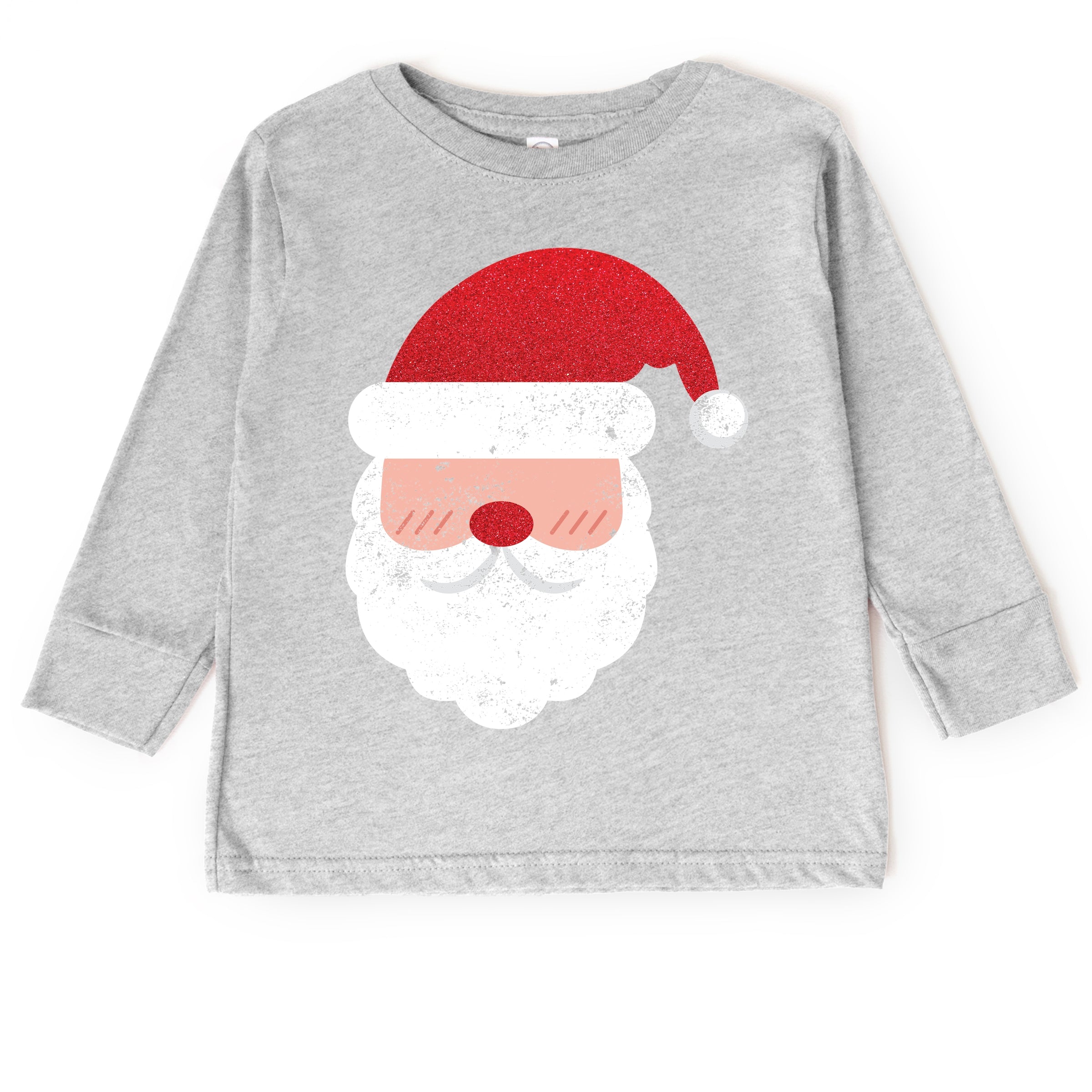 Santa Face Glitter - Toddler Long Sleeve Graphic Tee