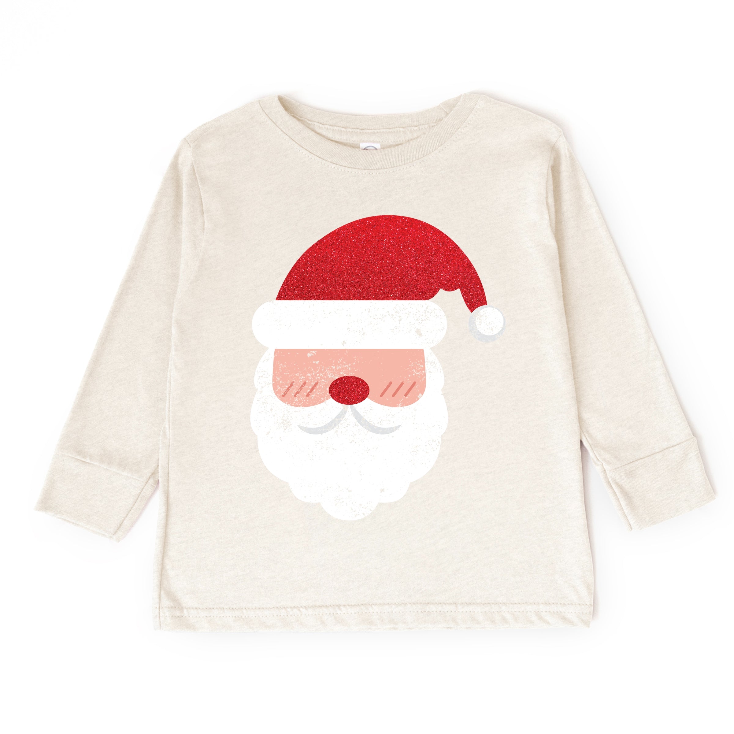 Santa Face Glitter - Toddler Long Sleeve Graphic Tee