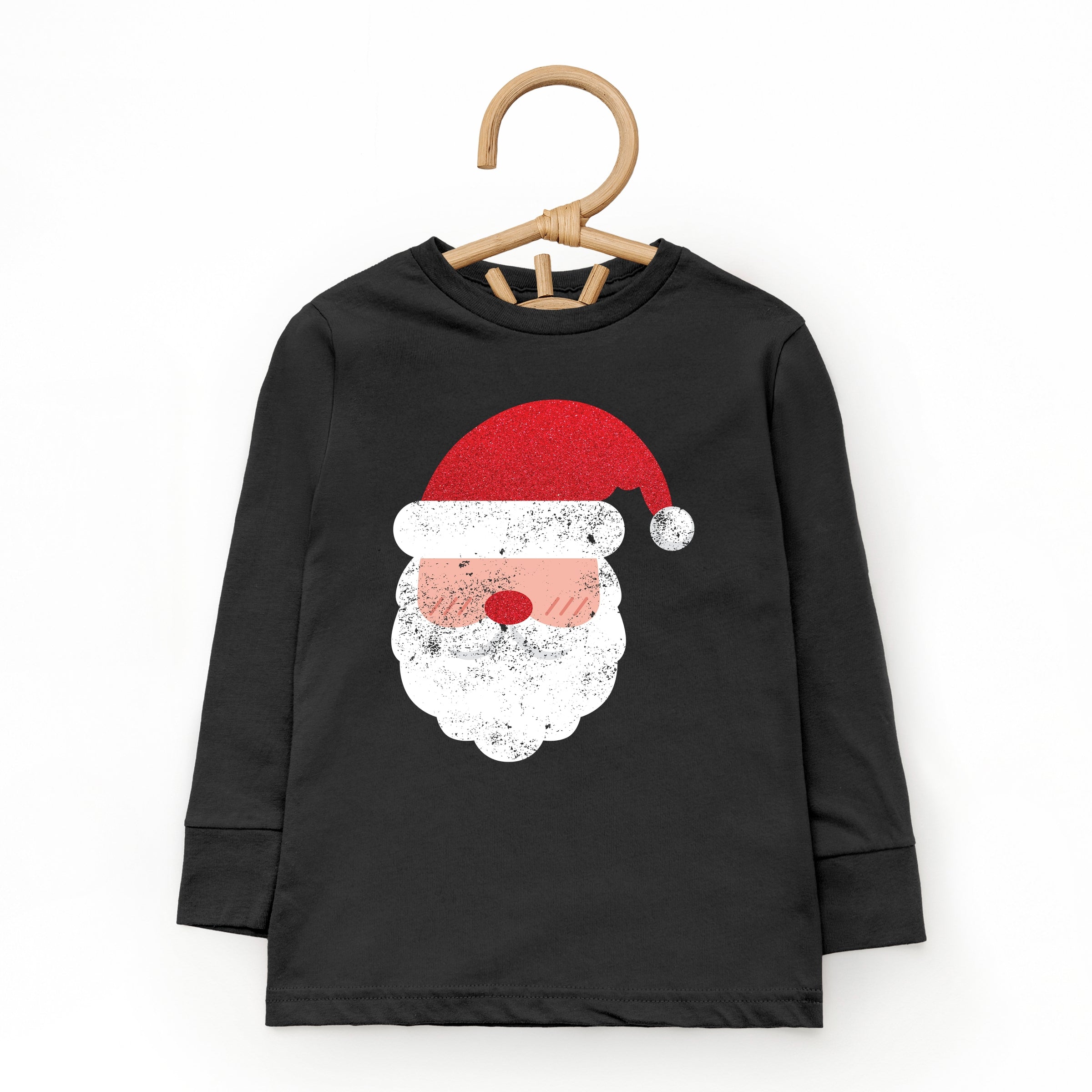 Santa Face Glitter - Toddler Long Sleeve Graphic Tee