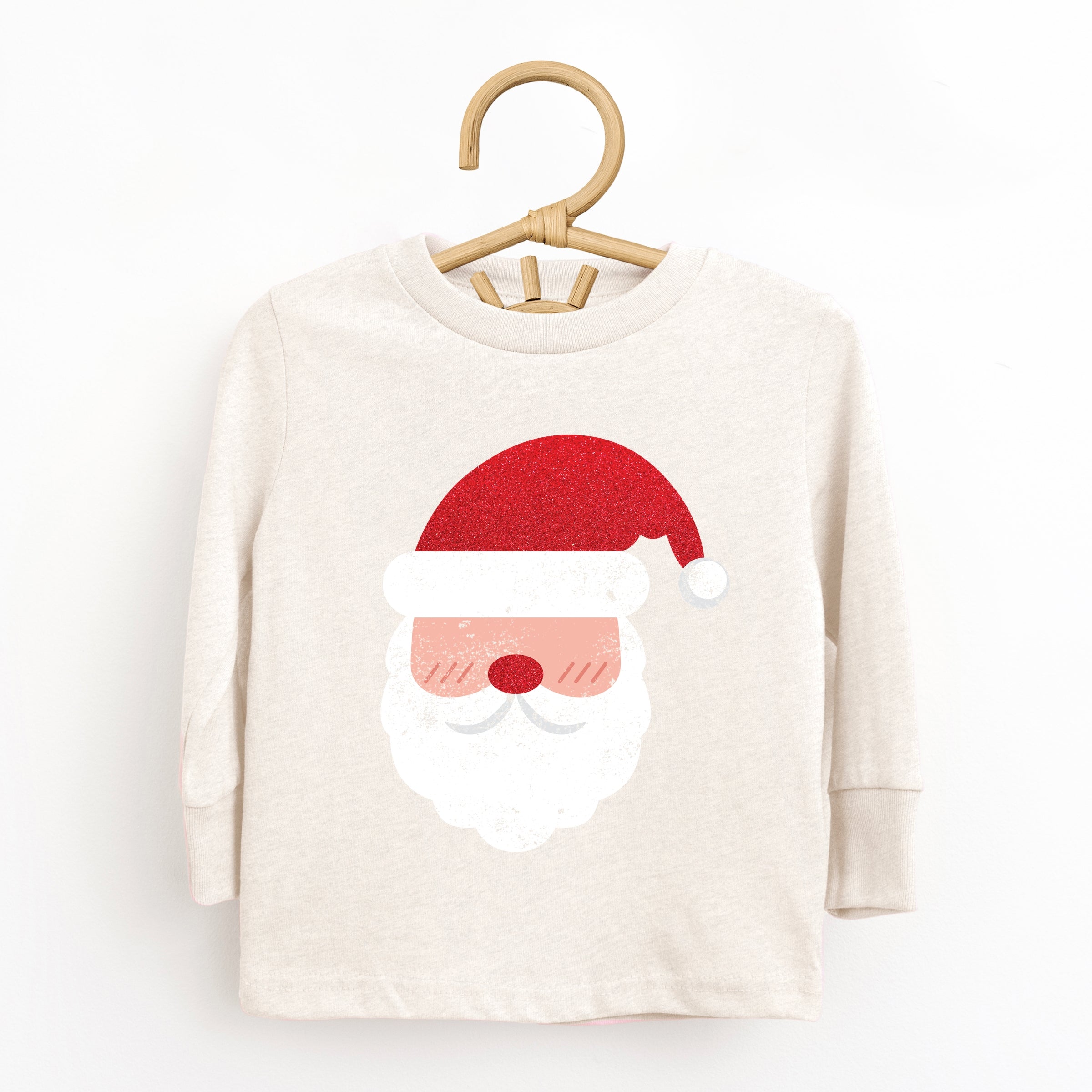 Santa Face Glitter - Toddler Long Sleeve Graphic Tee