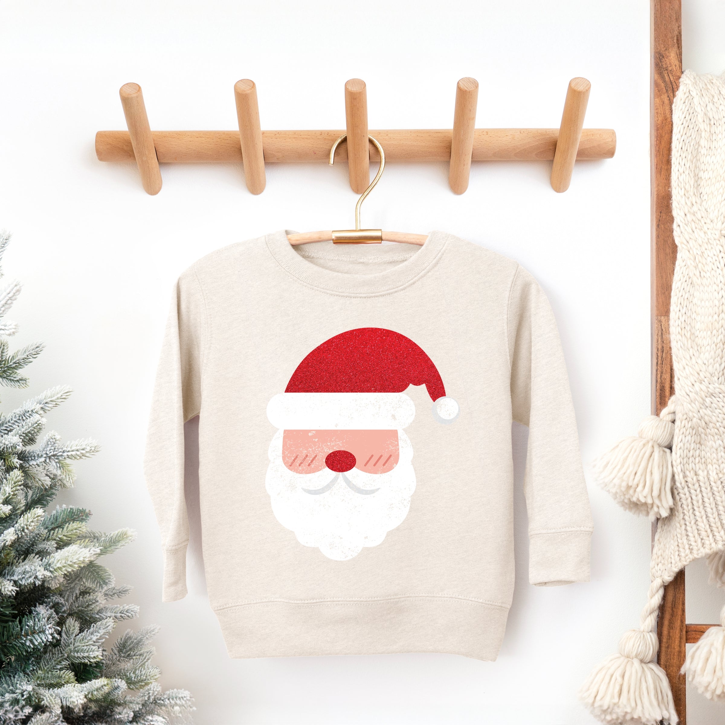Santa Face Glitter - Toddler Graphic Sweatshirt