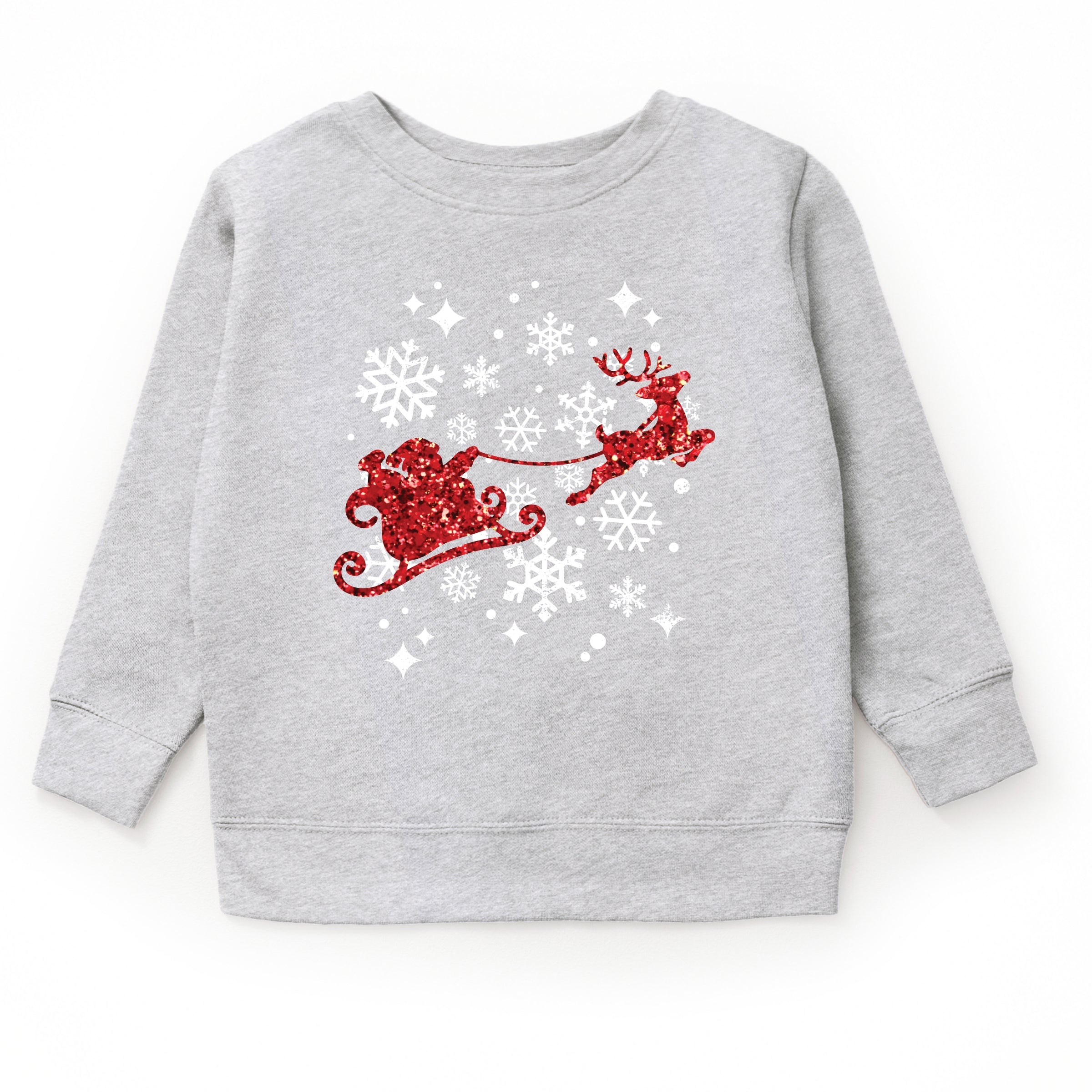 Santa Sleigh Glitter - Kids Toddler Sweatshirt and Kids Youth Sweatshirt