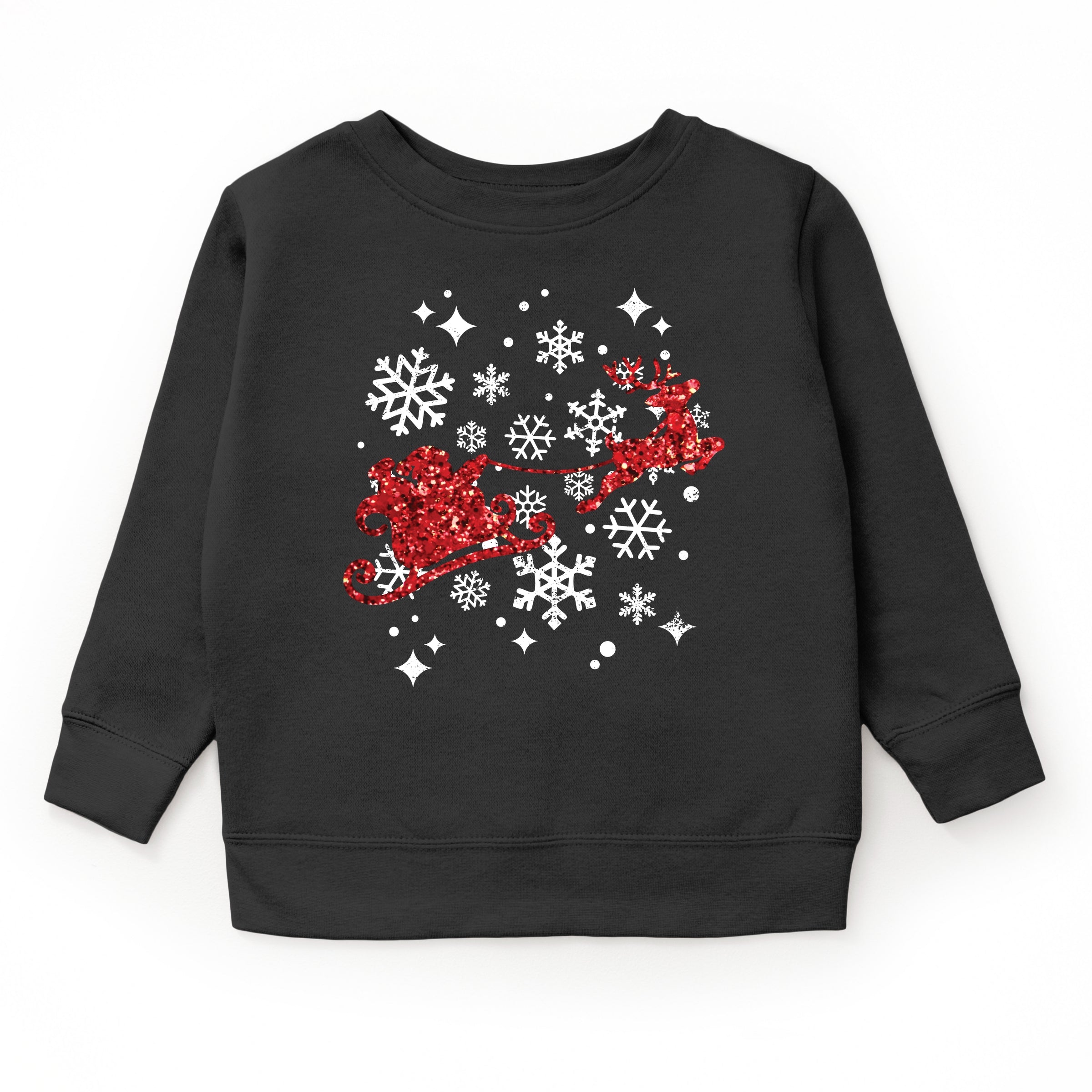 Santa Sleigh Glitter - Kids Toddler Sweatshirt and Kids Youth Sweatshirt