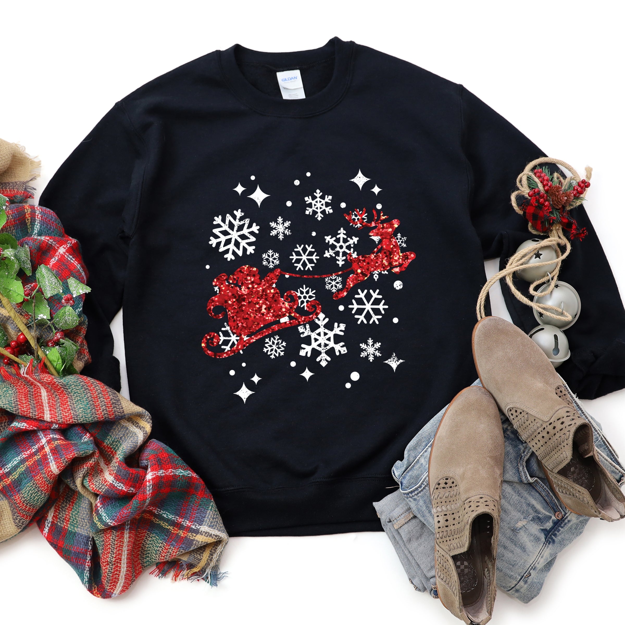 Santa Sleigh Glitter - Women's Sweatshirt