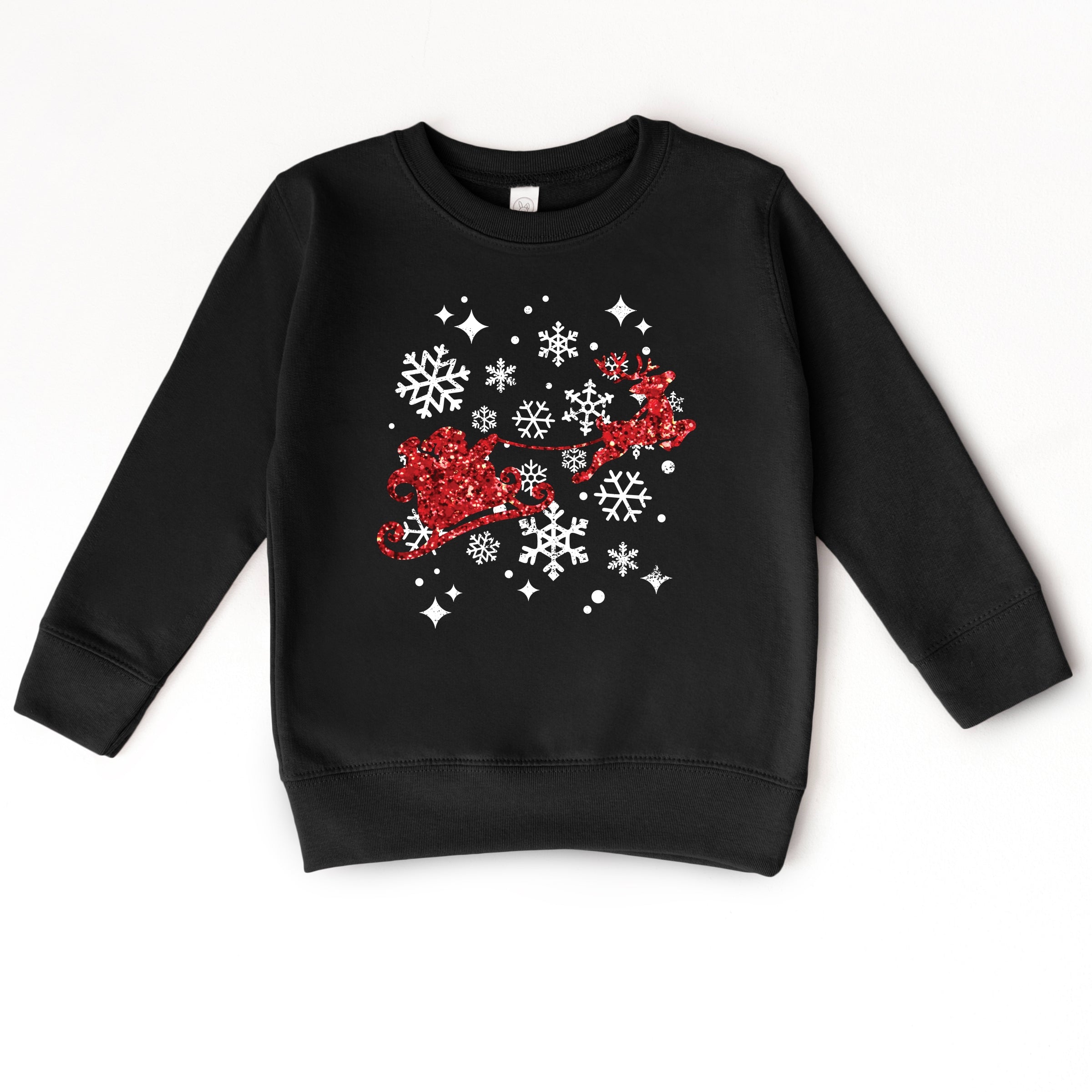 Santa Sleigh Glitter - Kids Toddler Sweatshirt and Kids Youth Sweatshirt