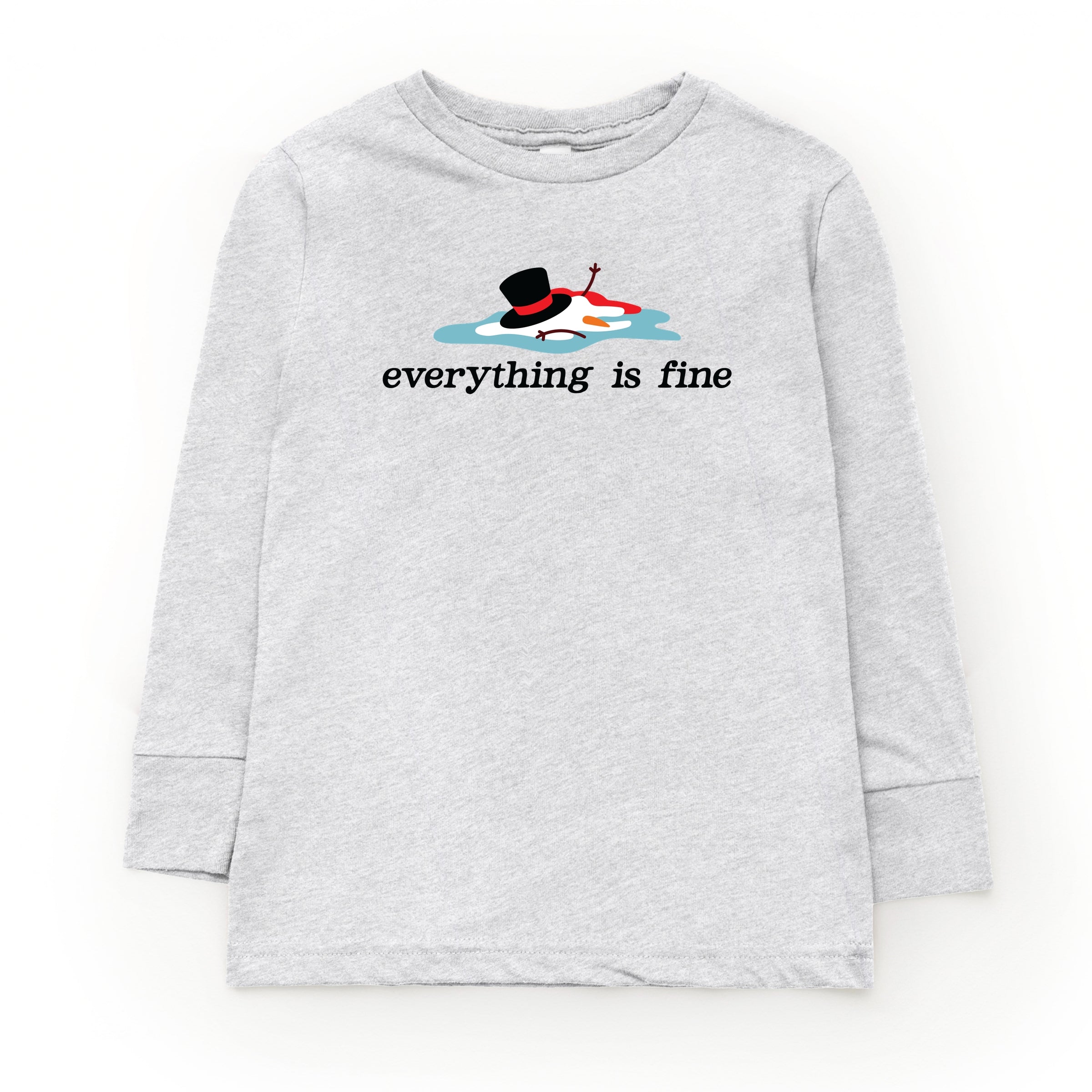 Everything Is Fine Melted Snowman - Youth Long Sleeve Graphic T-Shirt
