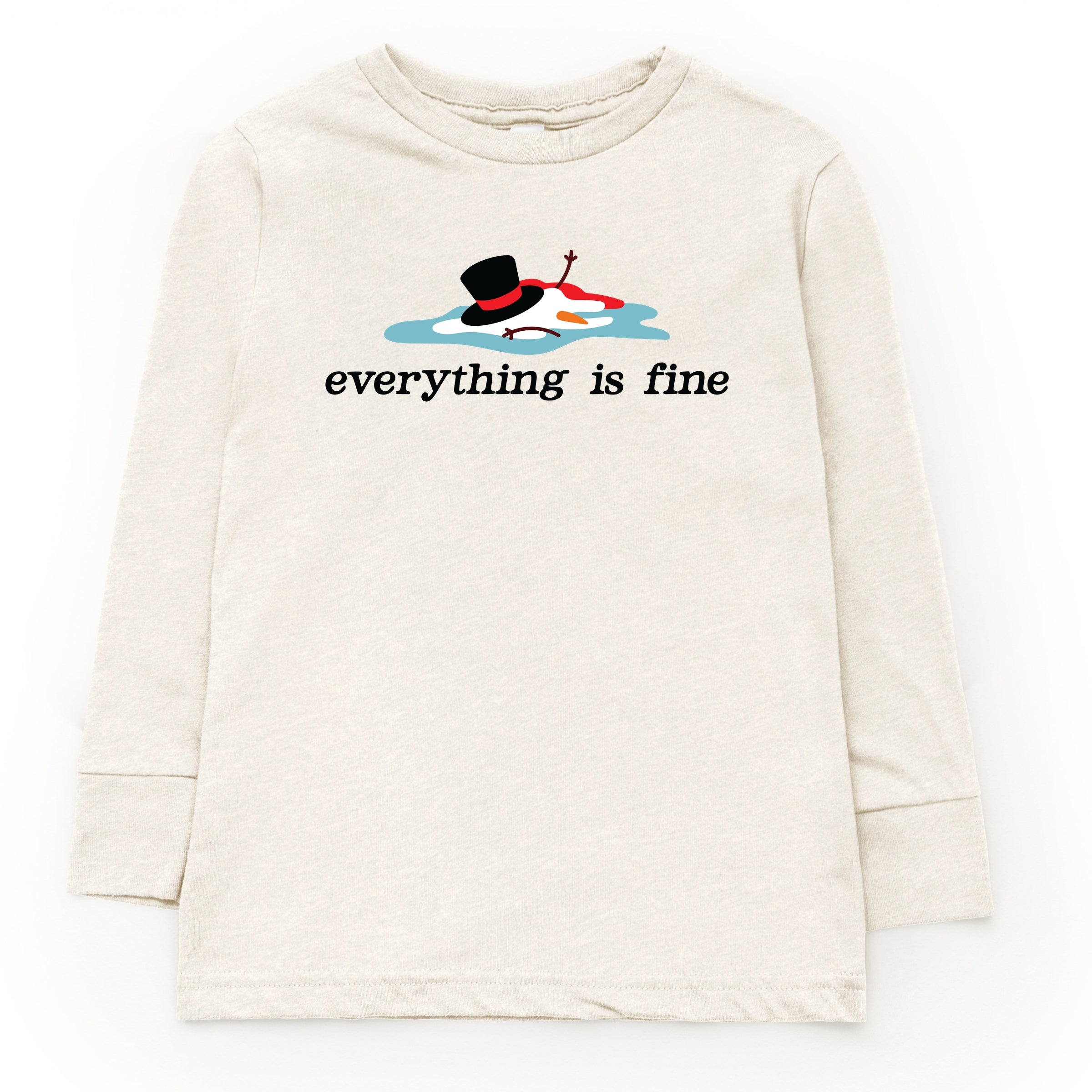Everything Is Fine Melted Snowman - Youth Long Sleeve Graphic T-Shirt