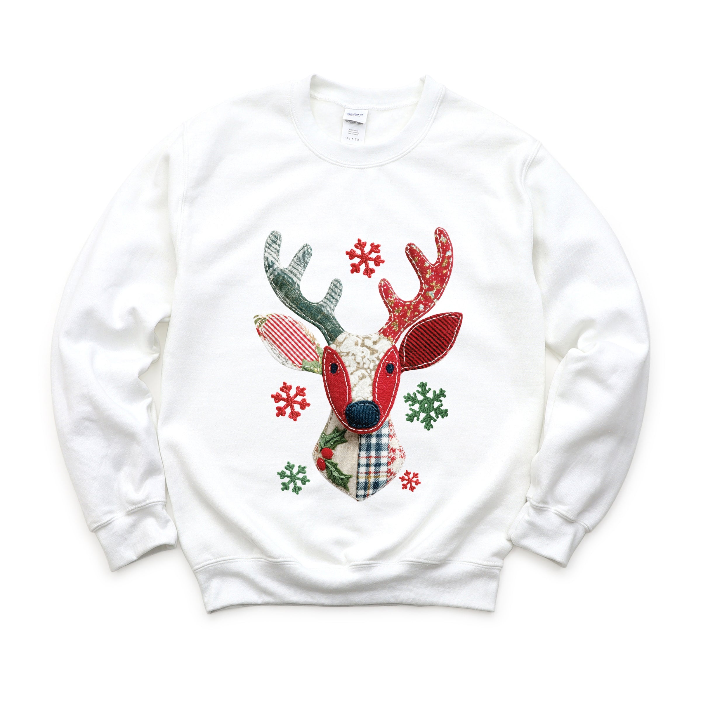 Reindeer Patchwork Print - Womens Sweatshirt