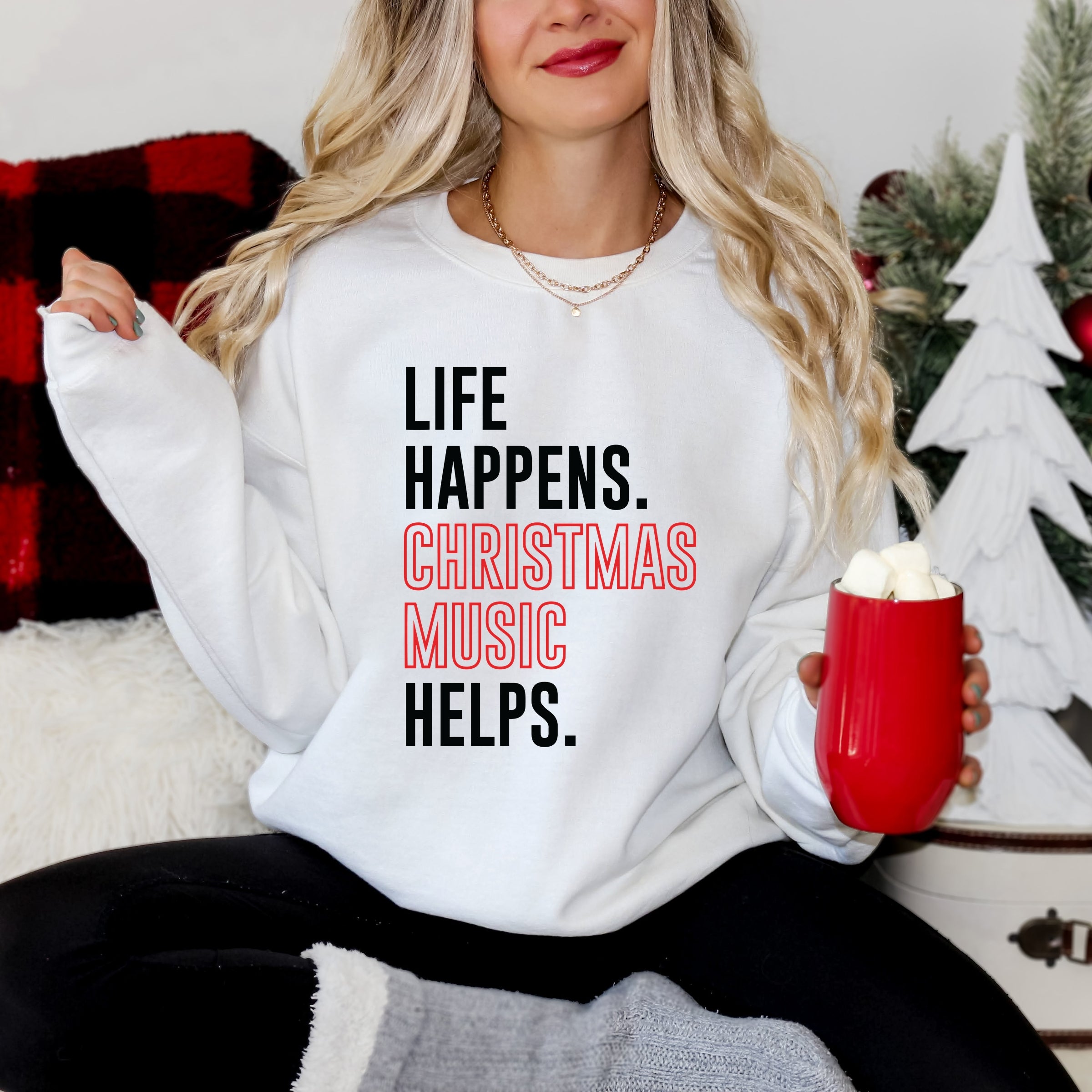 Christmas Music Helps - Women's Graphic Sweatshirt