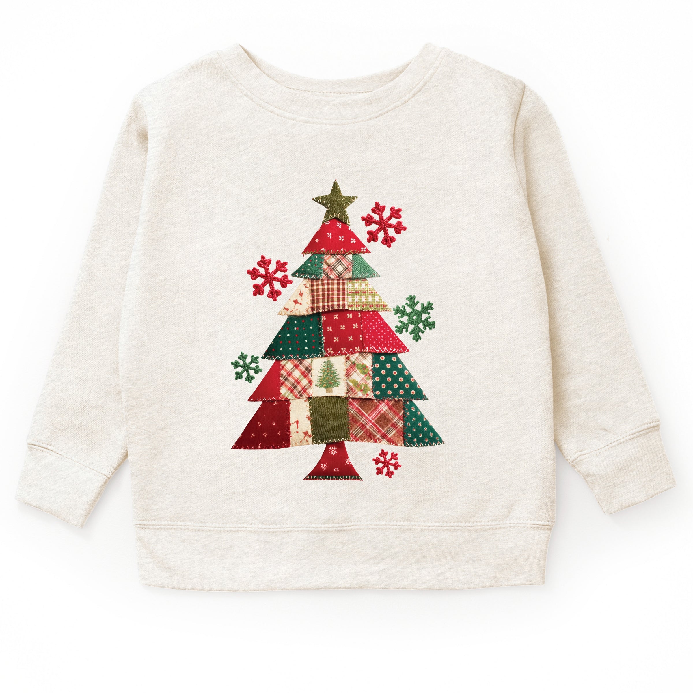 Christmas Tree Patchwork Print - Youth Graphic Sweatshirt