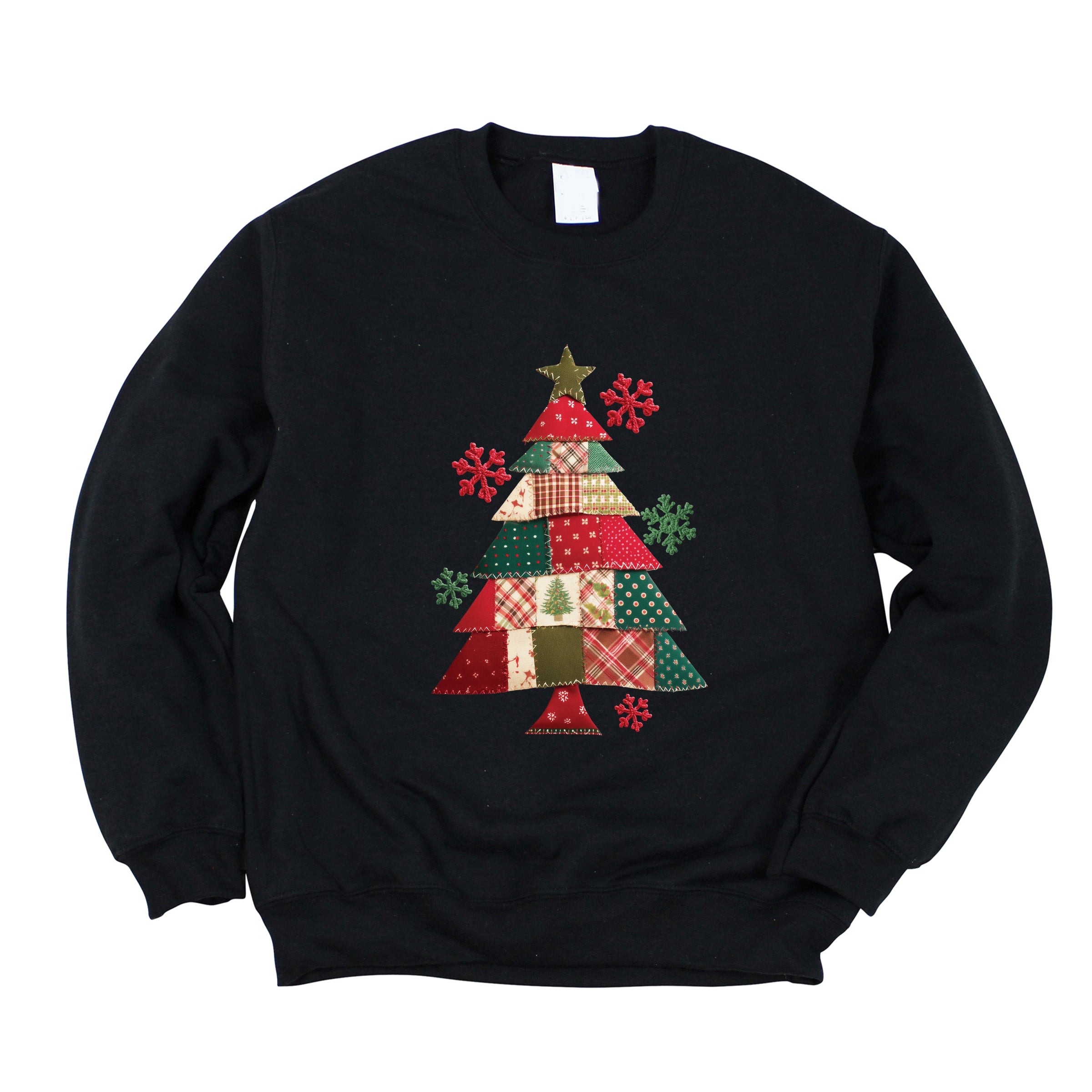 Christmas Tree Patchwork Print - Women's Graphic Sweatshirt