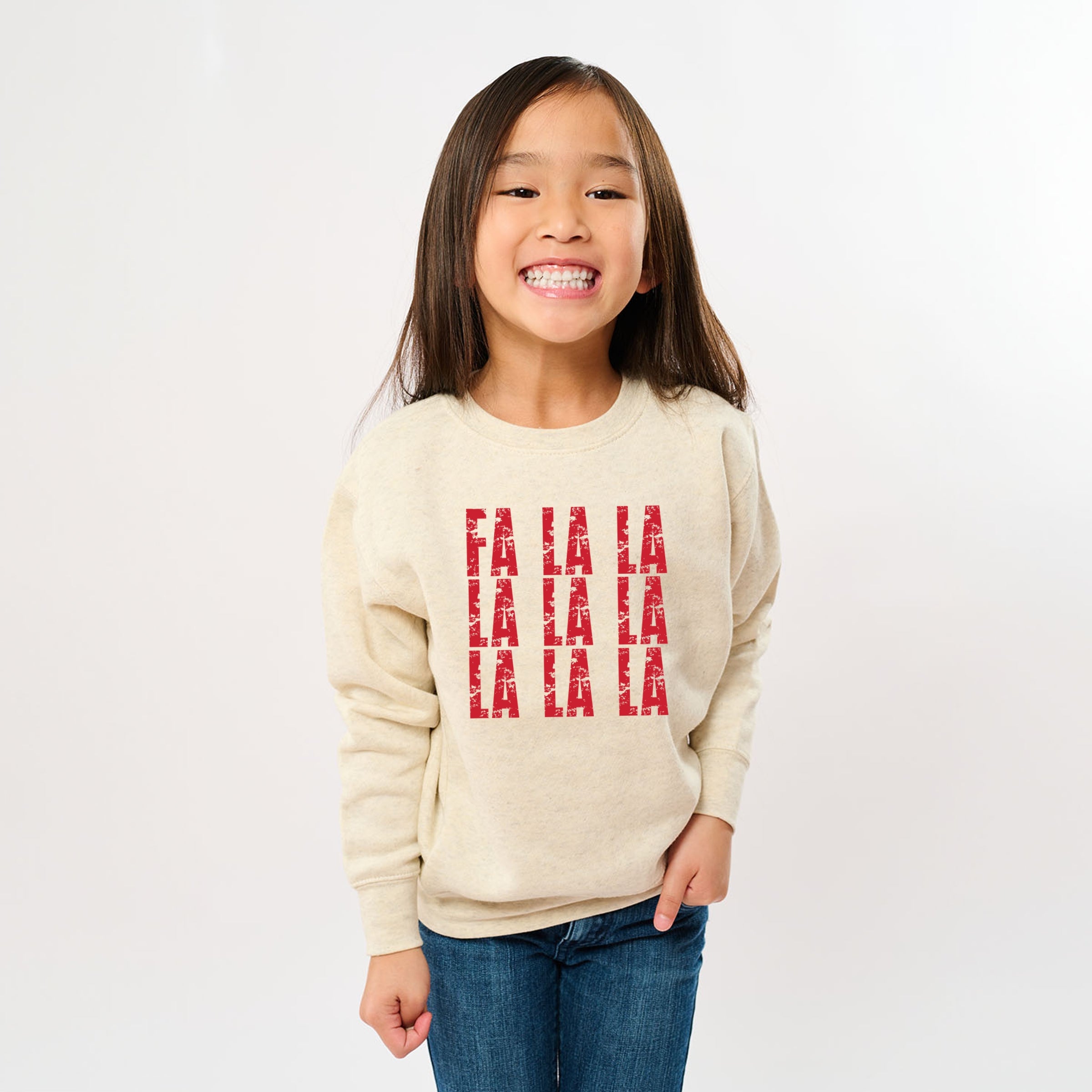 Fa La La Distressed - Youth Graphic Sweatshirt