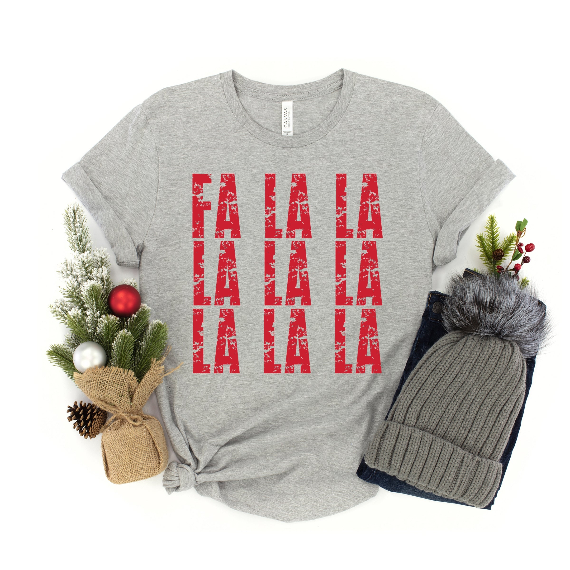Fa La La Distressed - Youth Short Sleeve Graphic T-Shirt