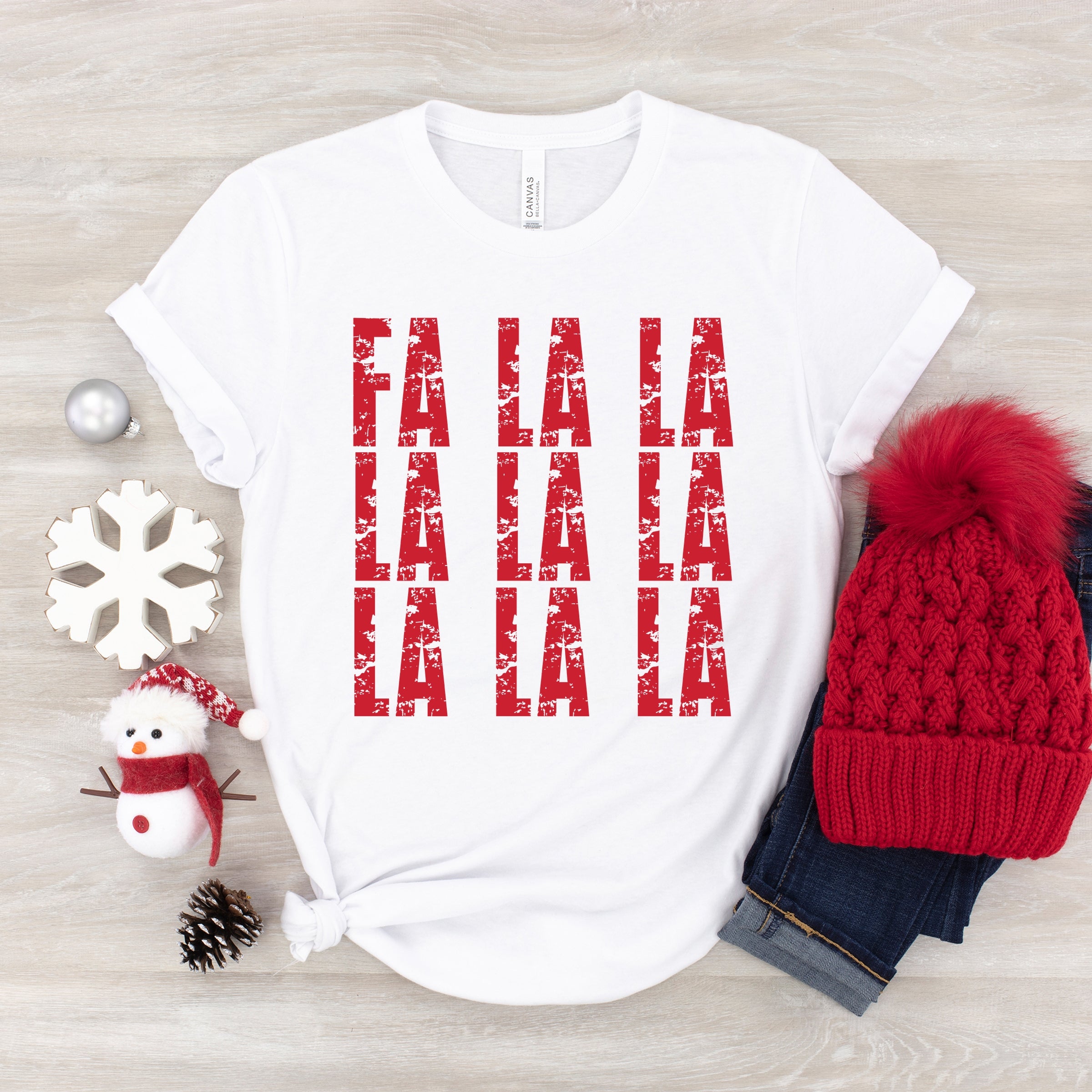 Fa La La Distressed - Youth Short Sleeve Graphic T-Shirt
