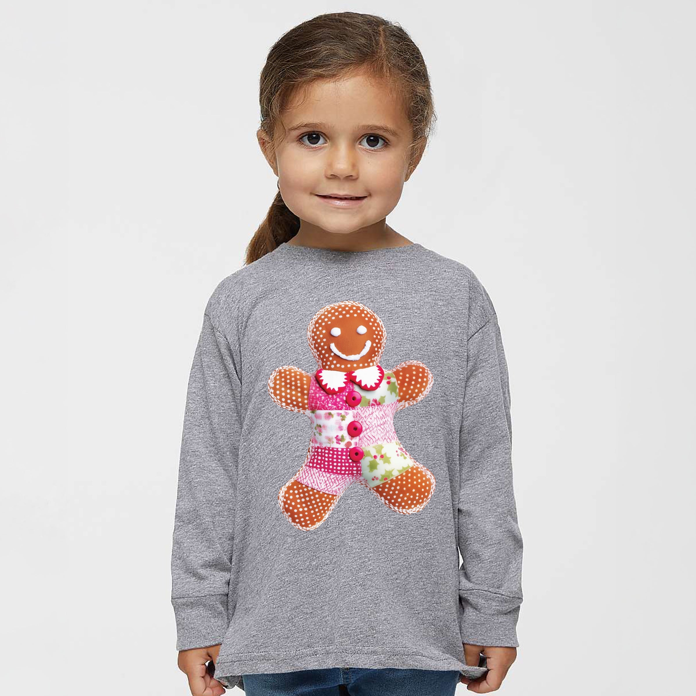 Gingerbread Polka Dot Patchwork Print - Toddler Long Sleeve Graphic Tee