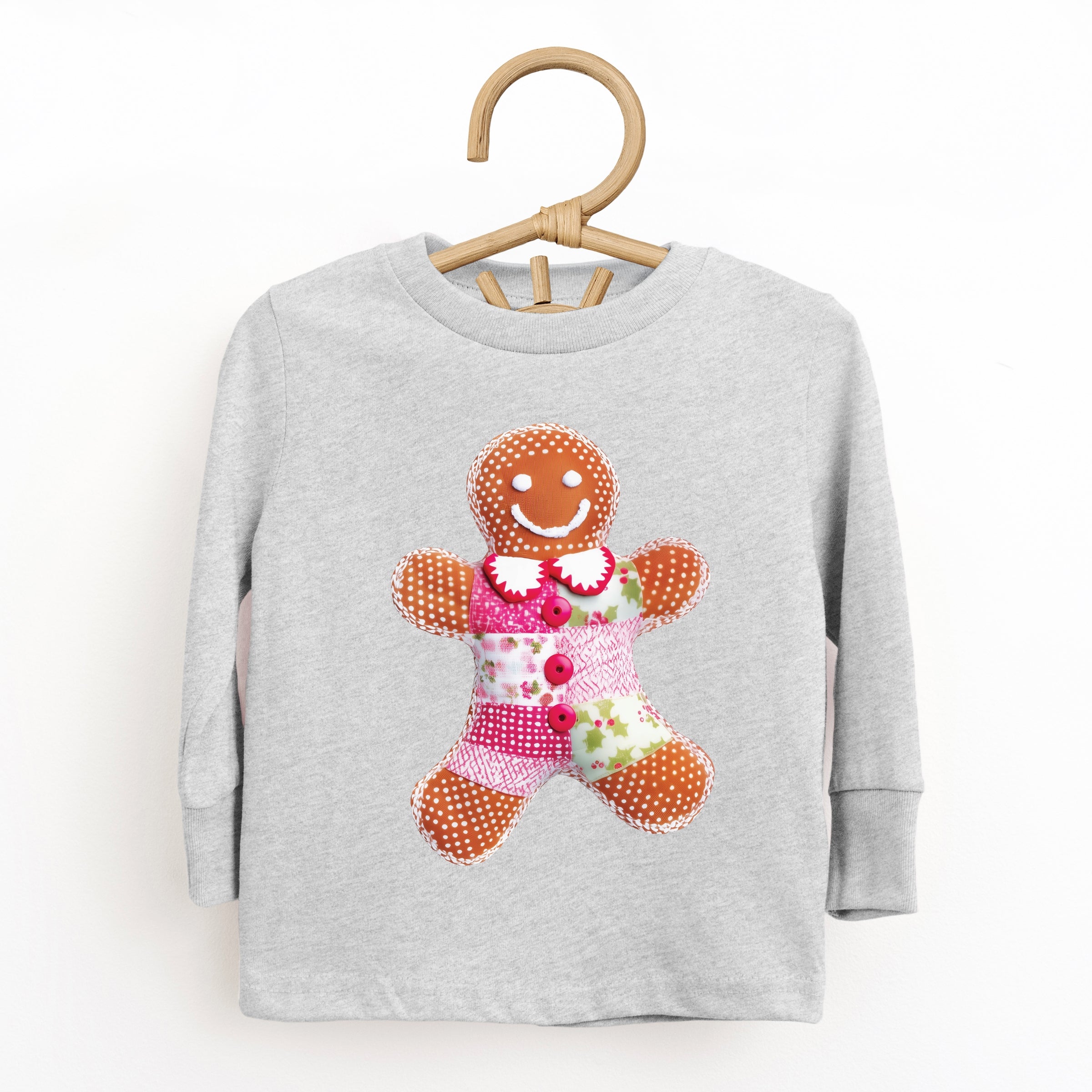 Gingerbread Polka Dot Patchwork Print - Toddler Long Sleeve Graphic Tee