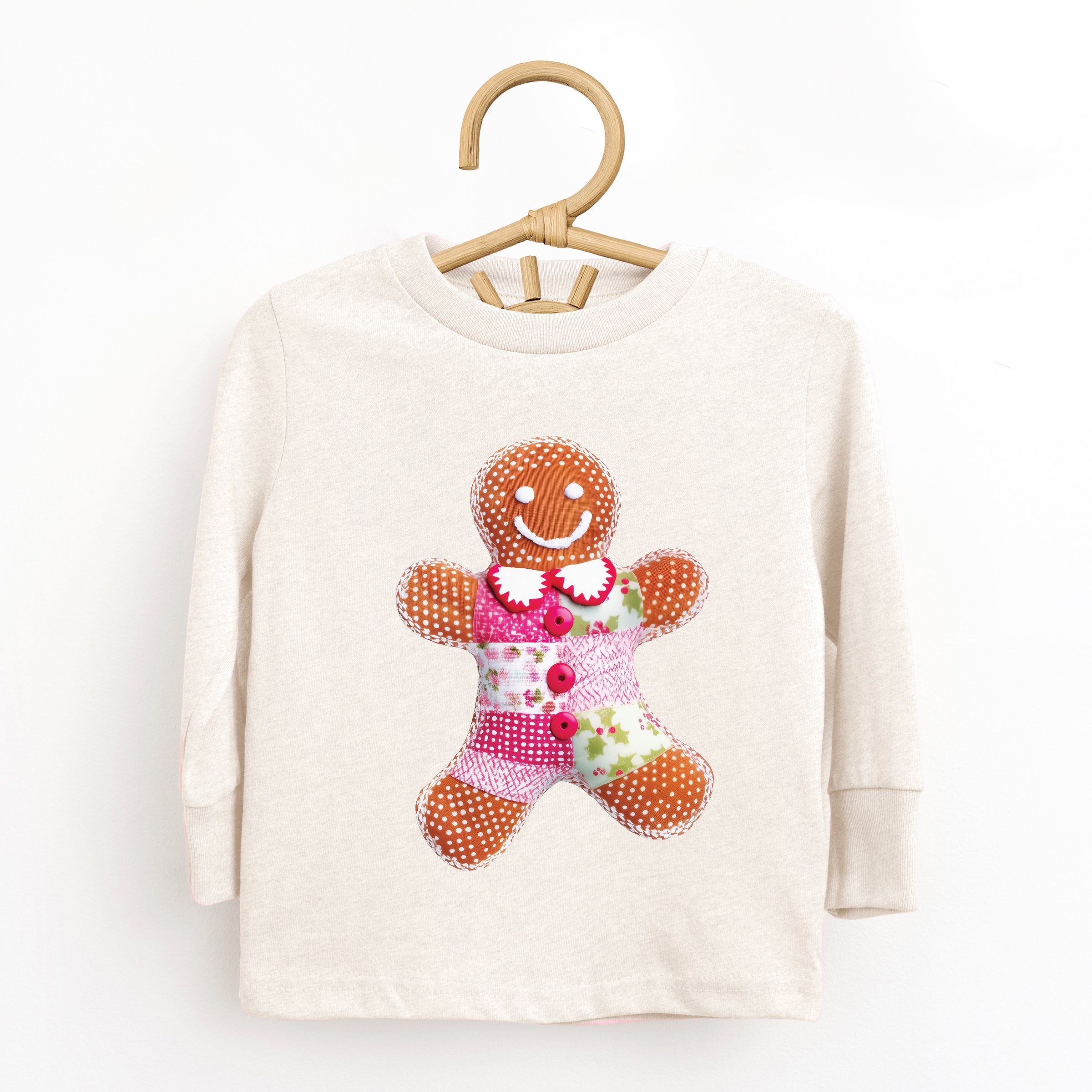 Gingerbread Polka Dot Patchwork Print - Toddler Long Sleeve Graphic Tee
