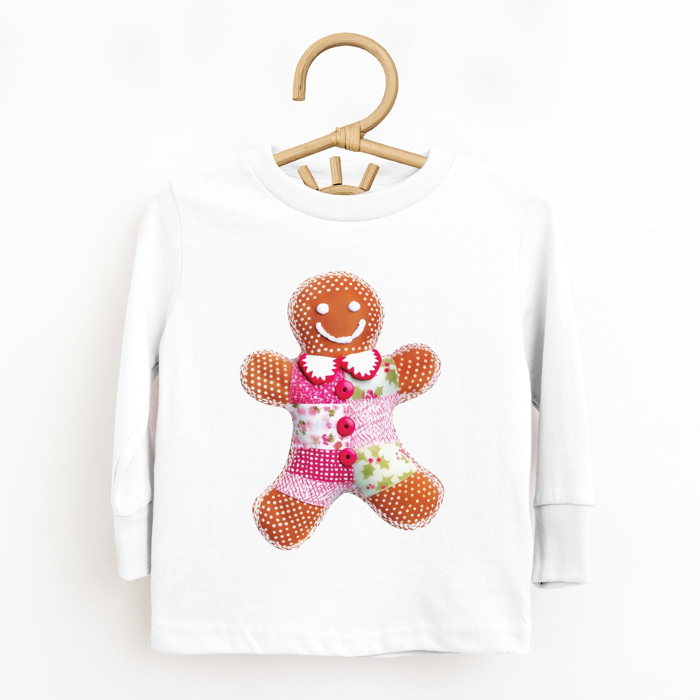 Gingerbread Polka Dot Patchwork Print - Toddler Long Sleeve Graphic Tee
