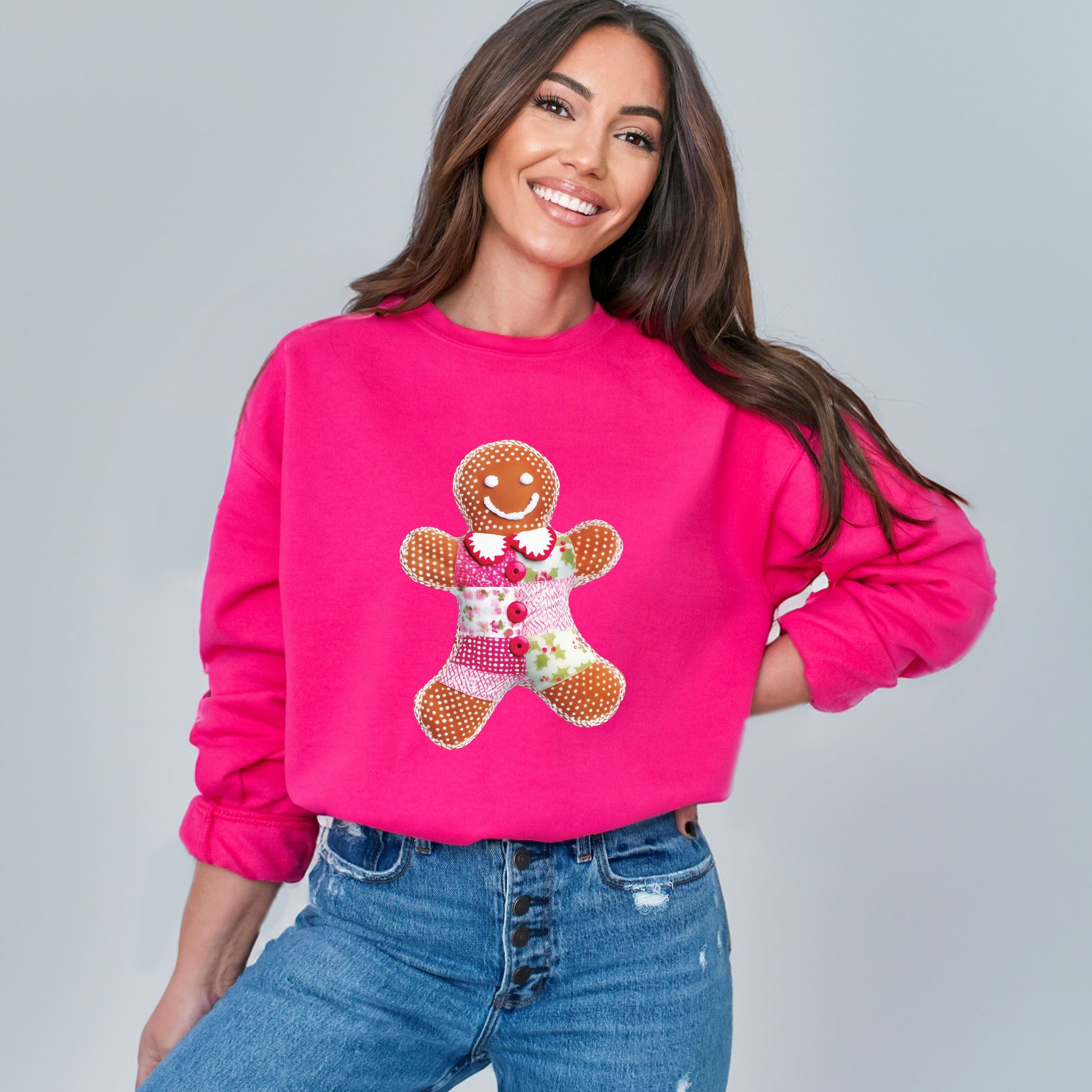 Gingerbread Polka Dot Patchwork Print - Women's Graphic Sweatshirt
