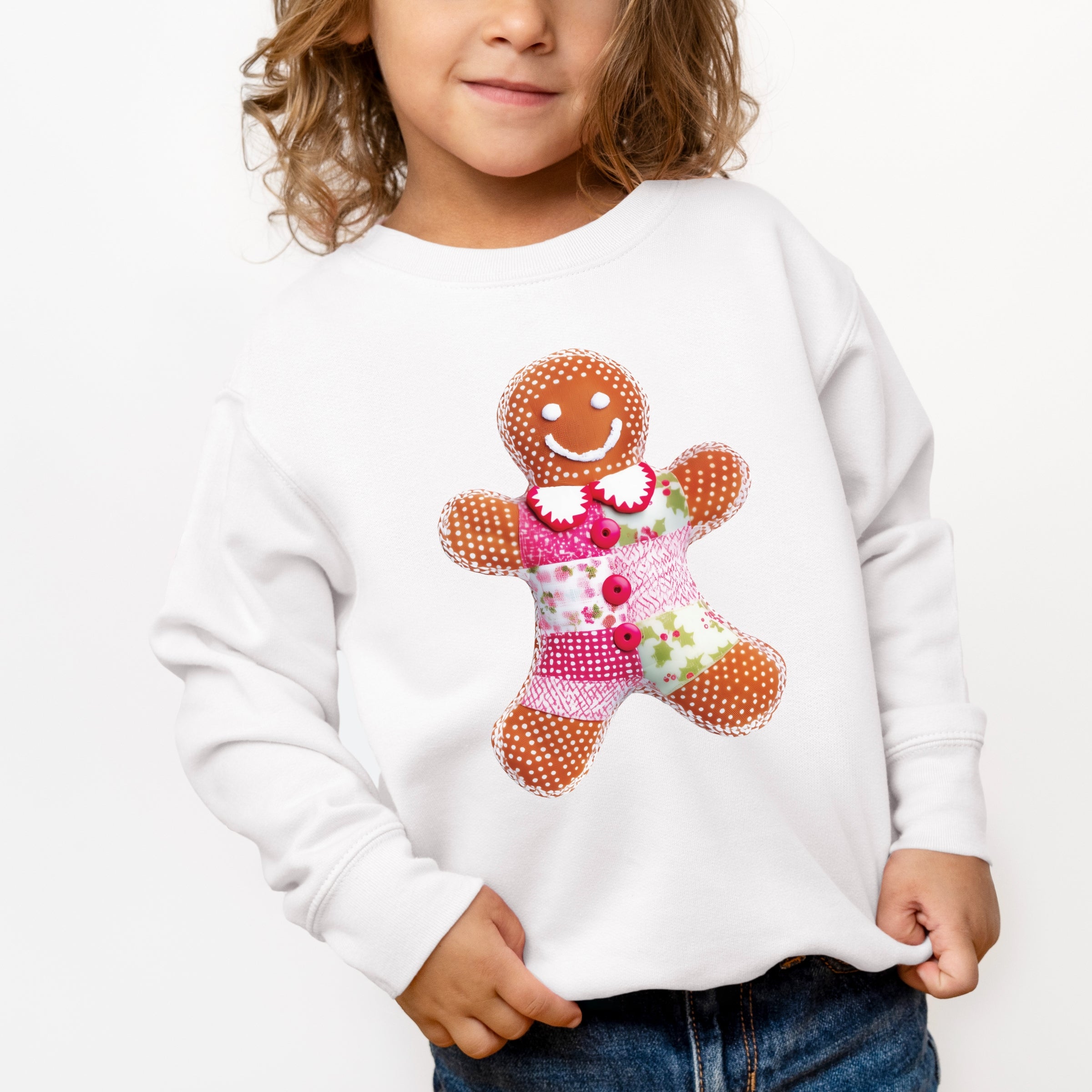 Gingerbread Polka Dot Patchwork Print - Toddler Graphic Sweatshirt