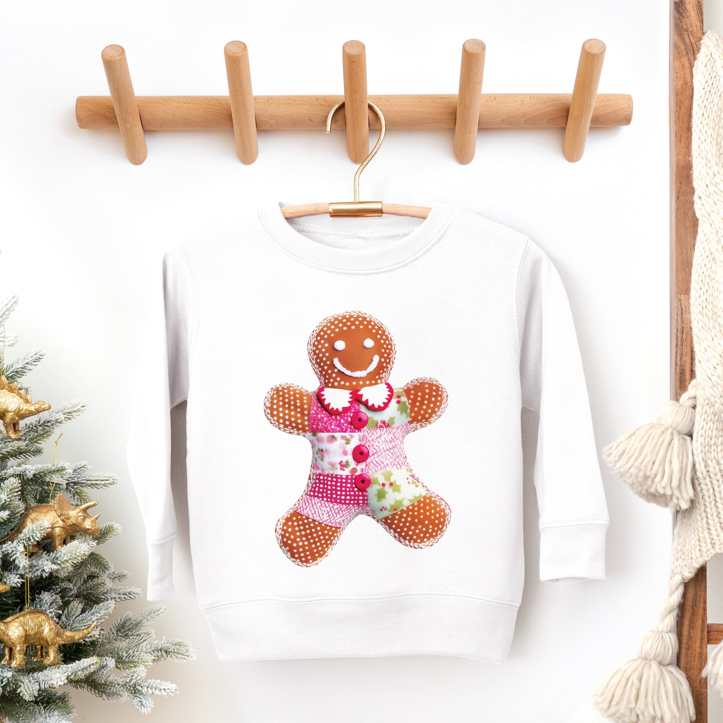Gingerbread Polka Dot Patchwork Print - Toddler Graphic Sweatshirt