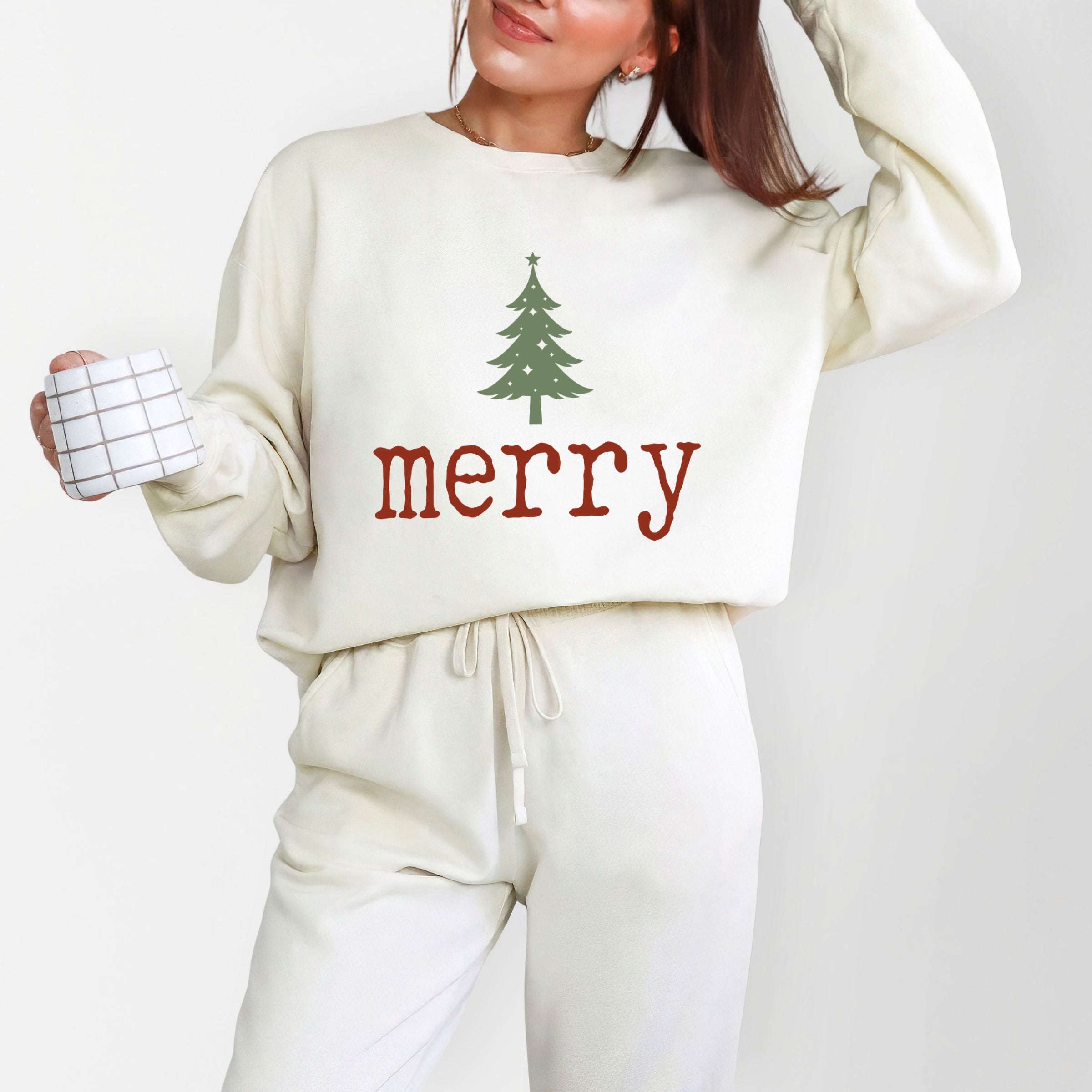 Merry Christmas Tree Stars - Women's Lightweight Garment Dyed Sweatshirt