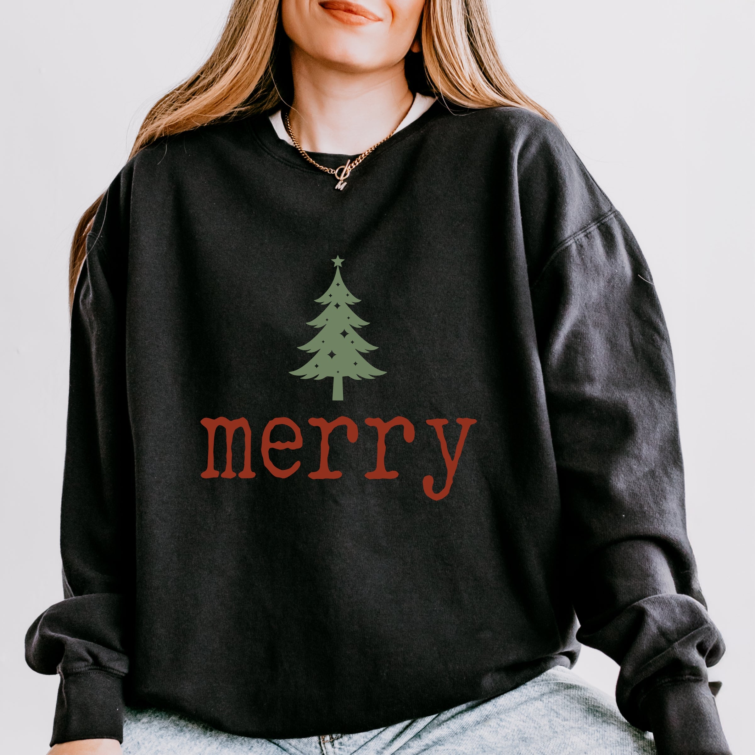 Merry Christmas Tree Stars - Women's Lightweight Garment Dyed Sweatshirt