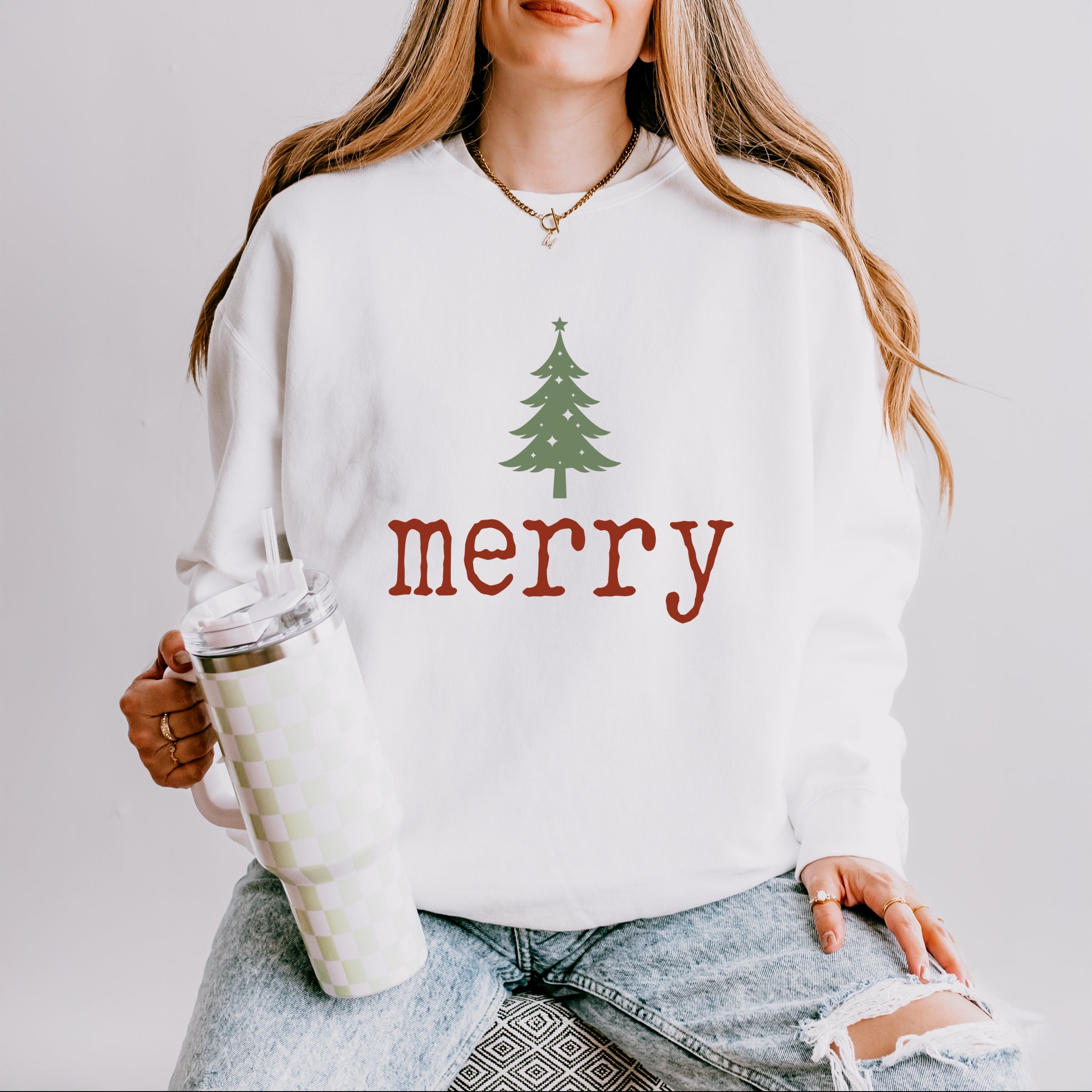 Merry Christmas Tree Stars - Women's Lightweight Garment Dyed Sweatshirt