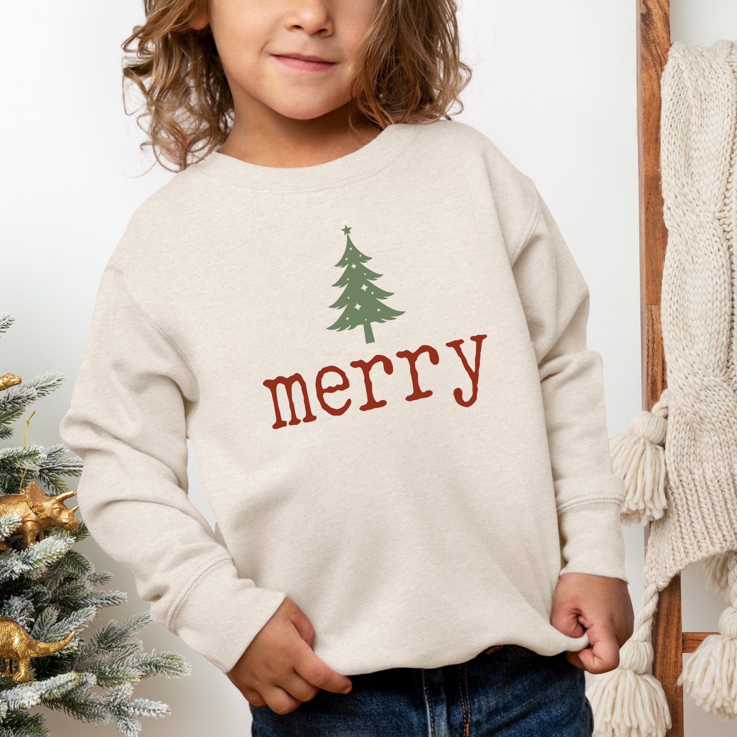 Merry Christmas Tree Stars - Toddler Graphic Sweatshirt