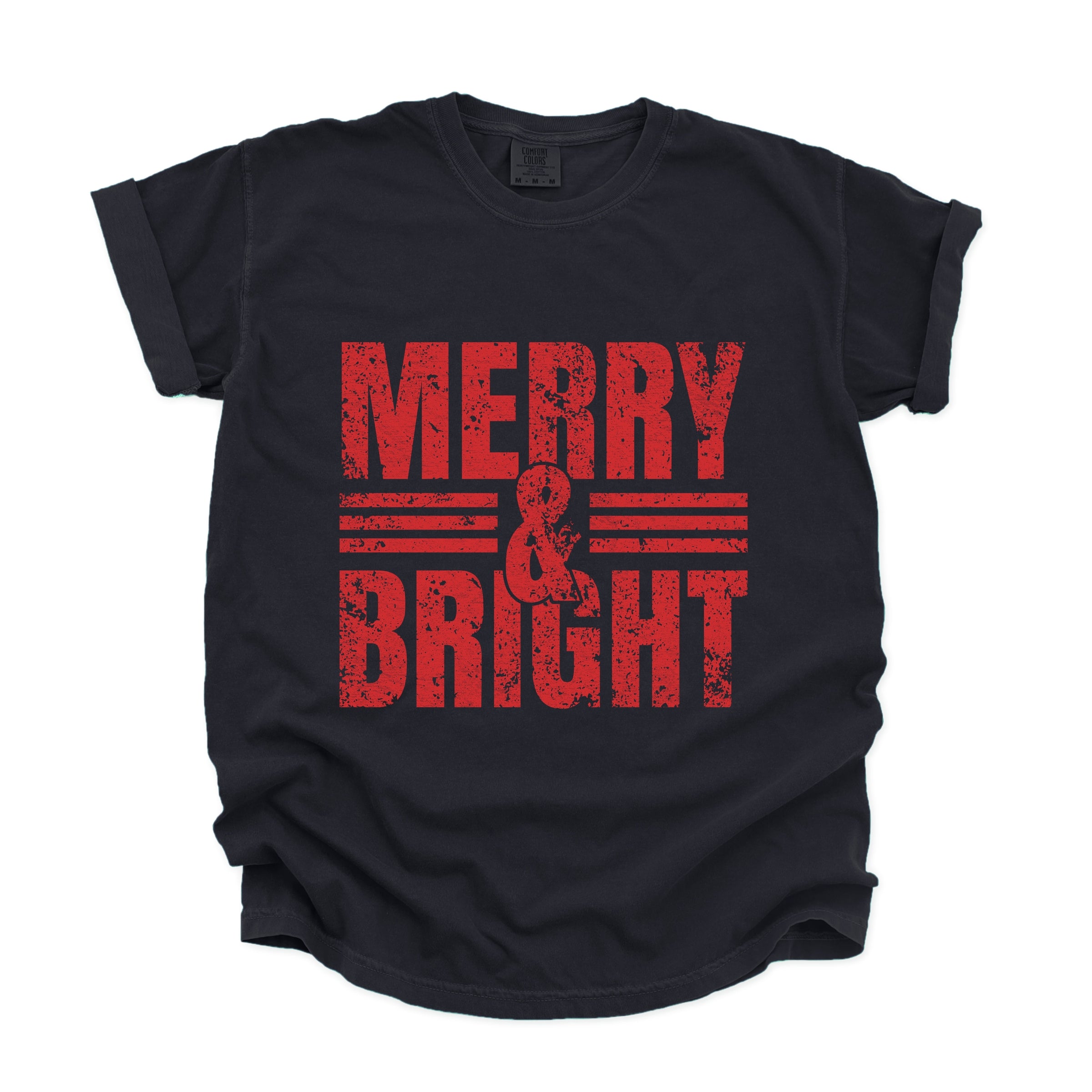 Merry & Bright Distressed - Women's Garment Dyed Graphic T-Shirt