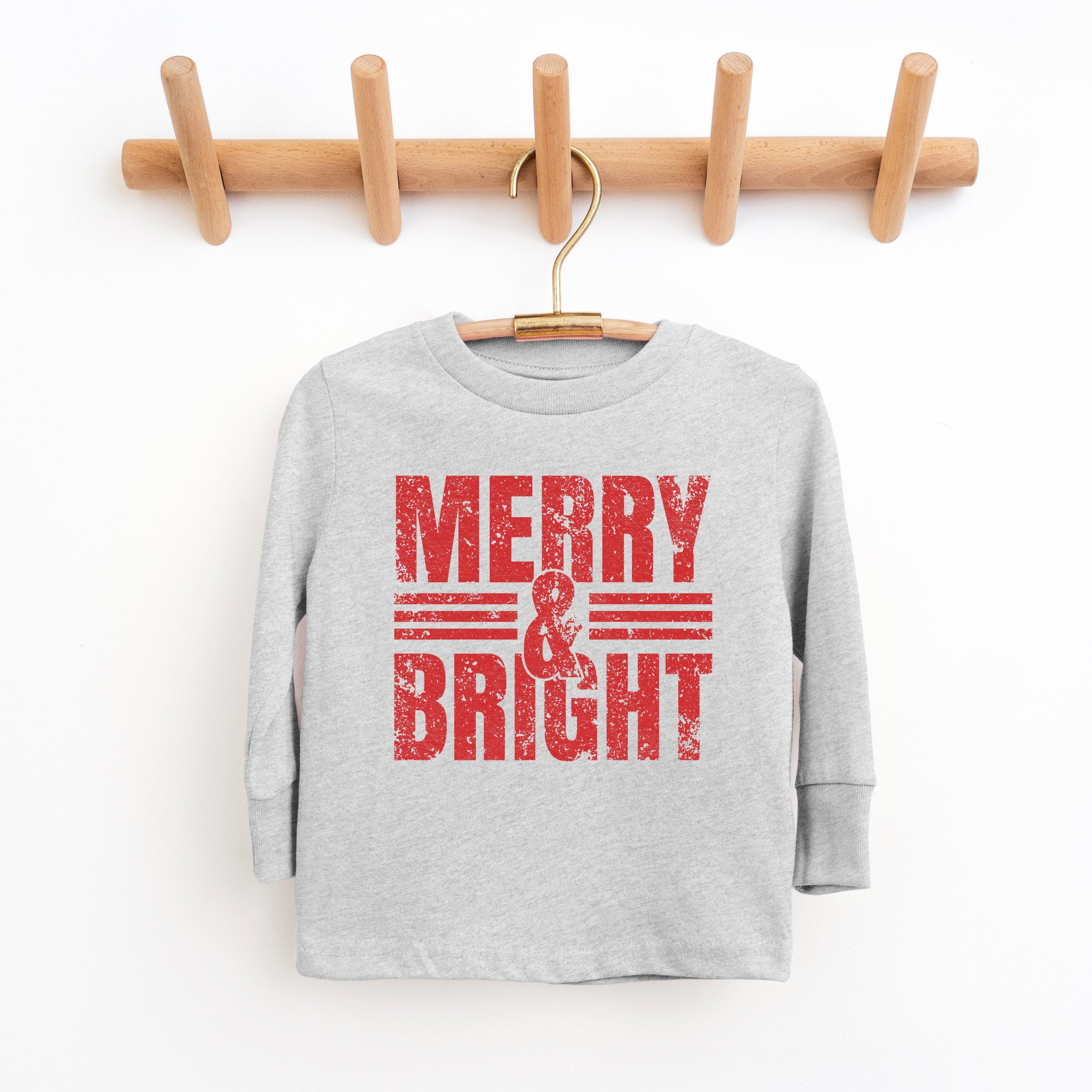 Merry & Bright Distressed - Youth Long Sleeve Graphic T-Shirt