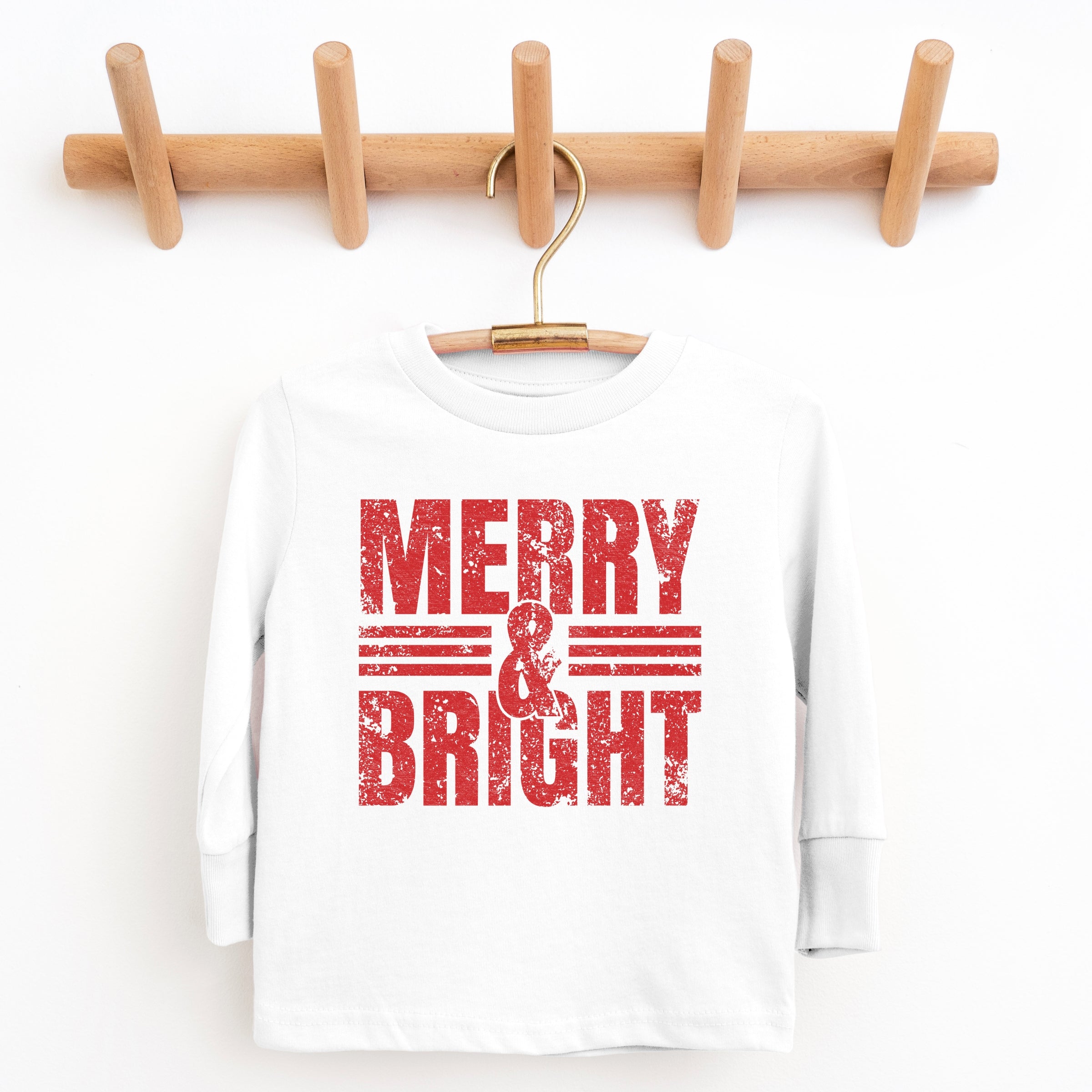 Merry & Bright Distressed - Youth Long Sleeve Graphic T-Shirt