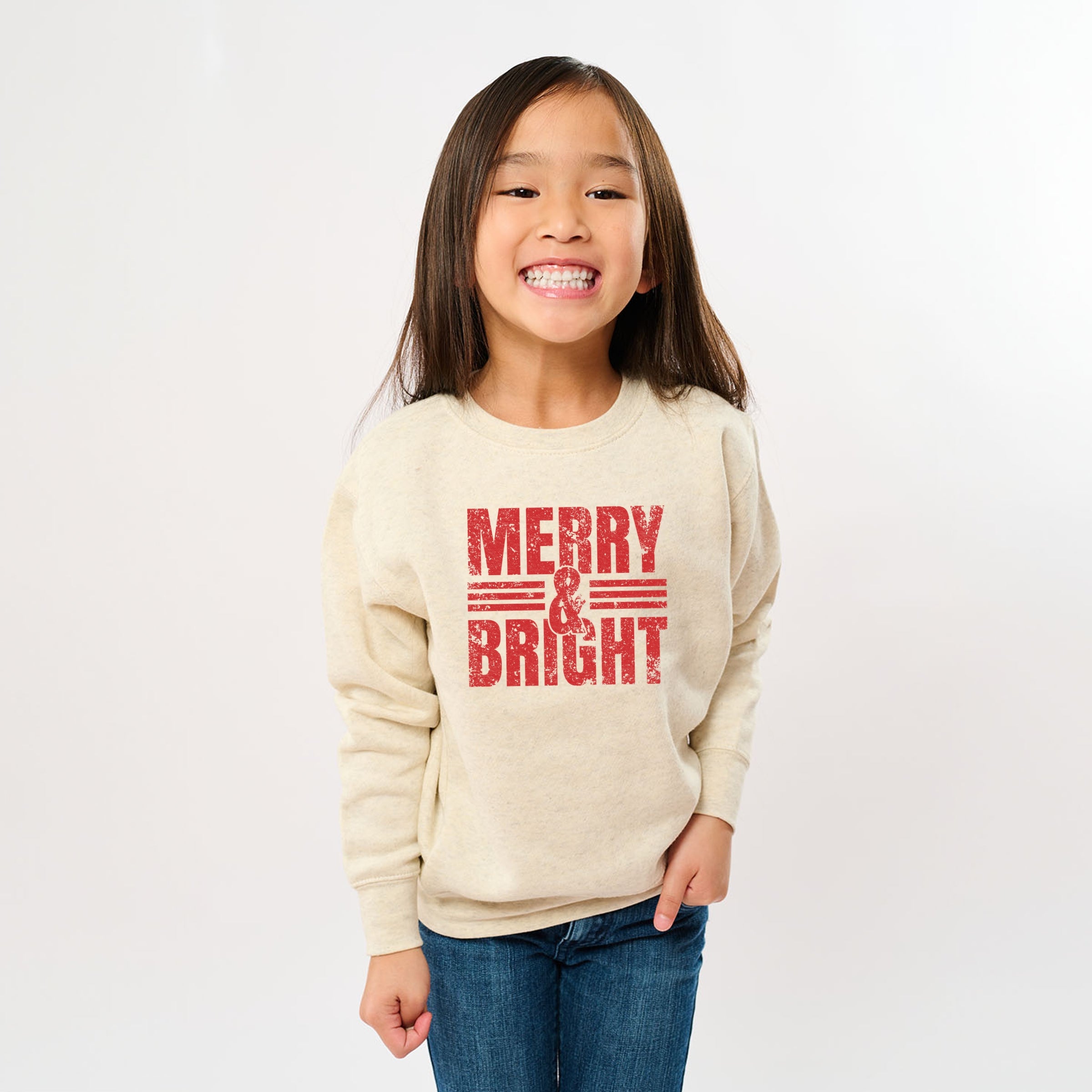 Merry & Bright Distressed - Youth Graphic Sweatshirt