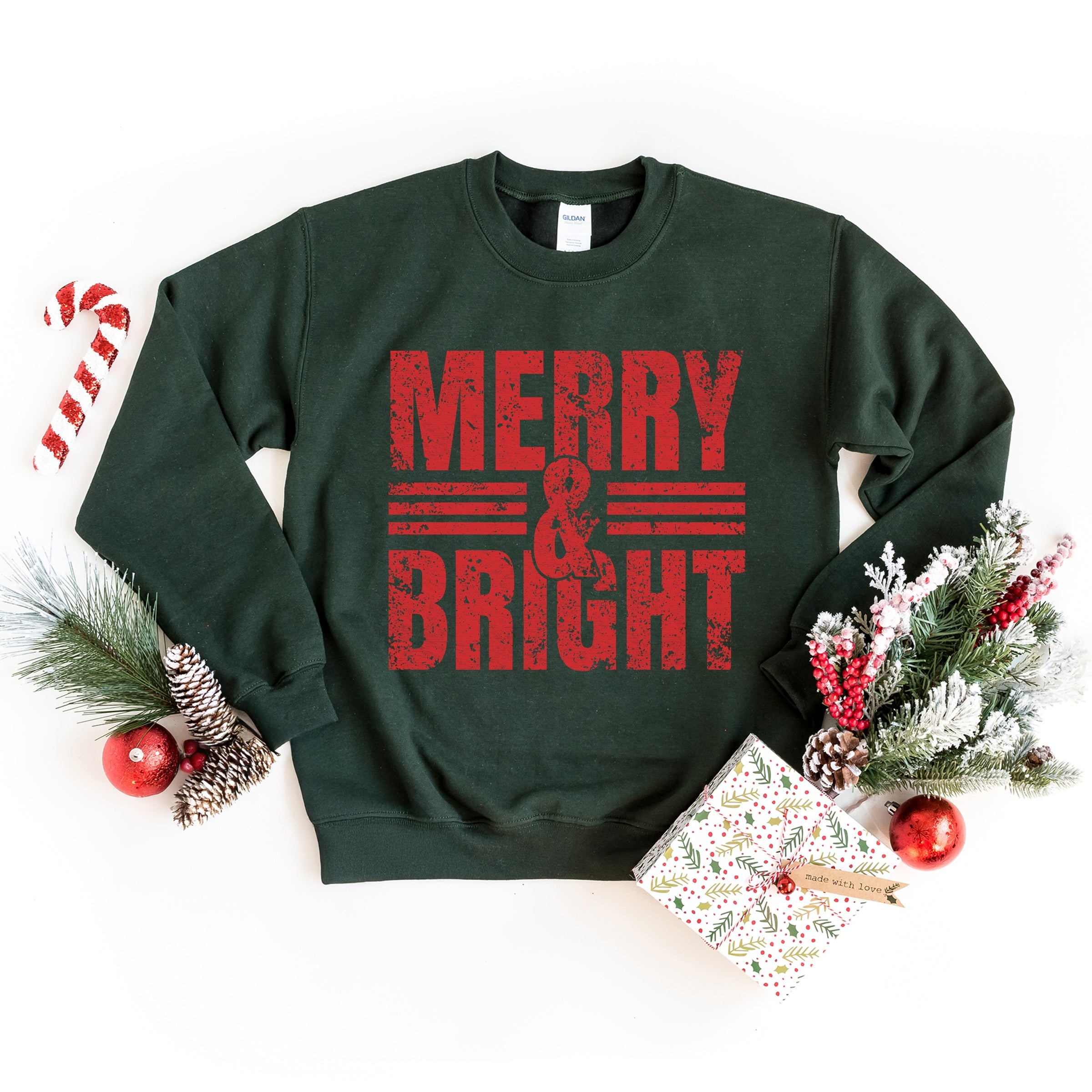 Merry & Bright Distressed - Women's Graphic Sweatshirt