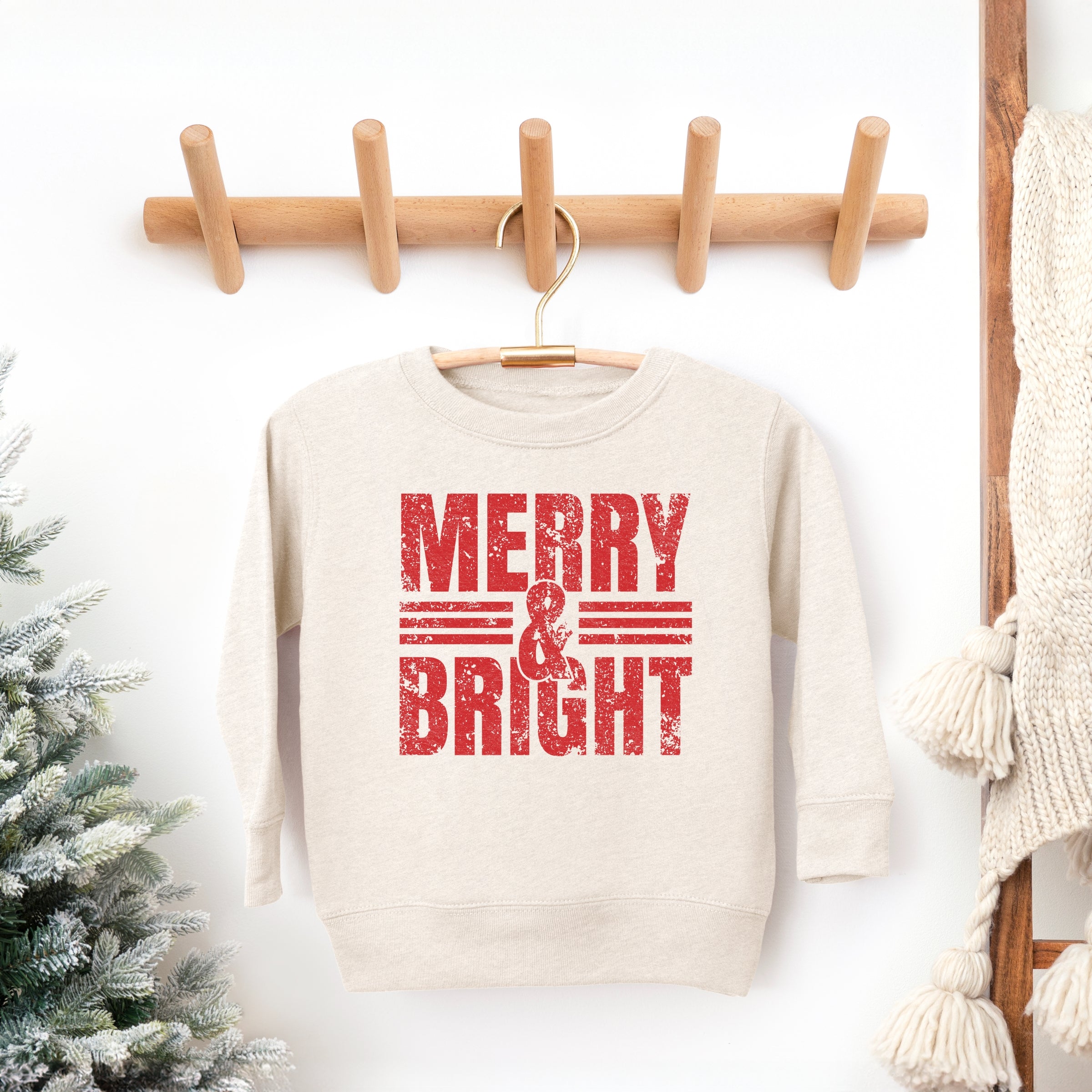 Merry & Bright Distressed - Toddler Graphic Sweatshirt