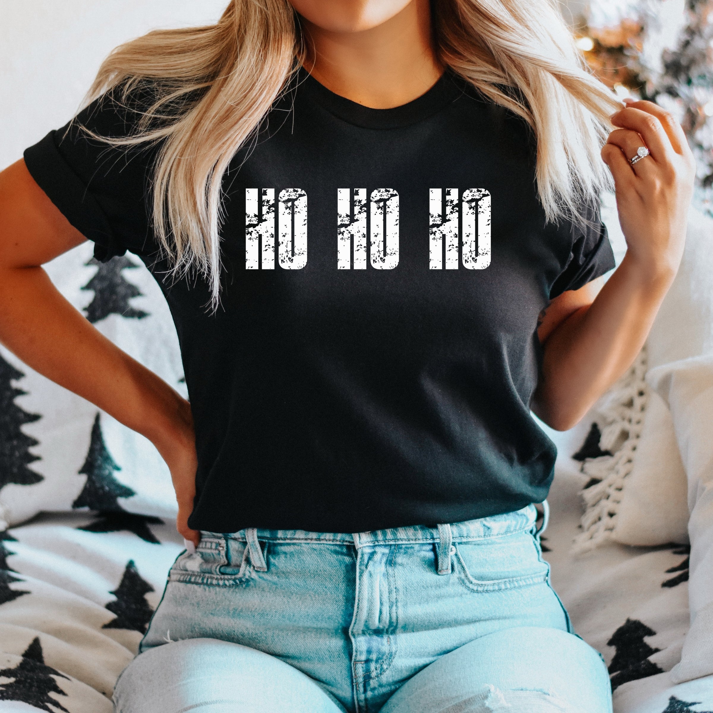 Ho Ho Ho Block Distressed - Women's Short Sleeve Graphic T-Shirt