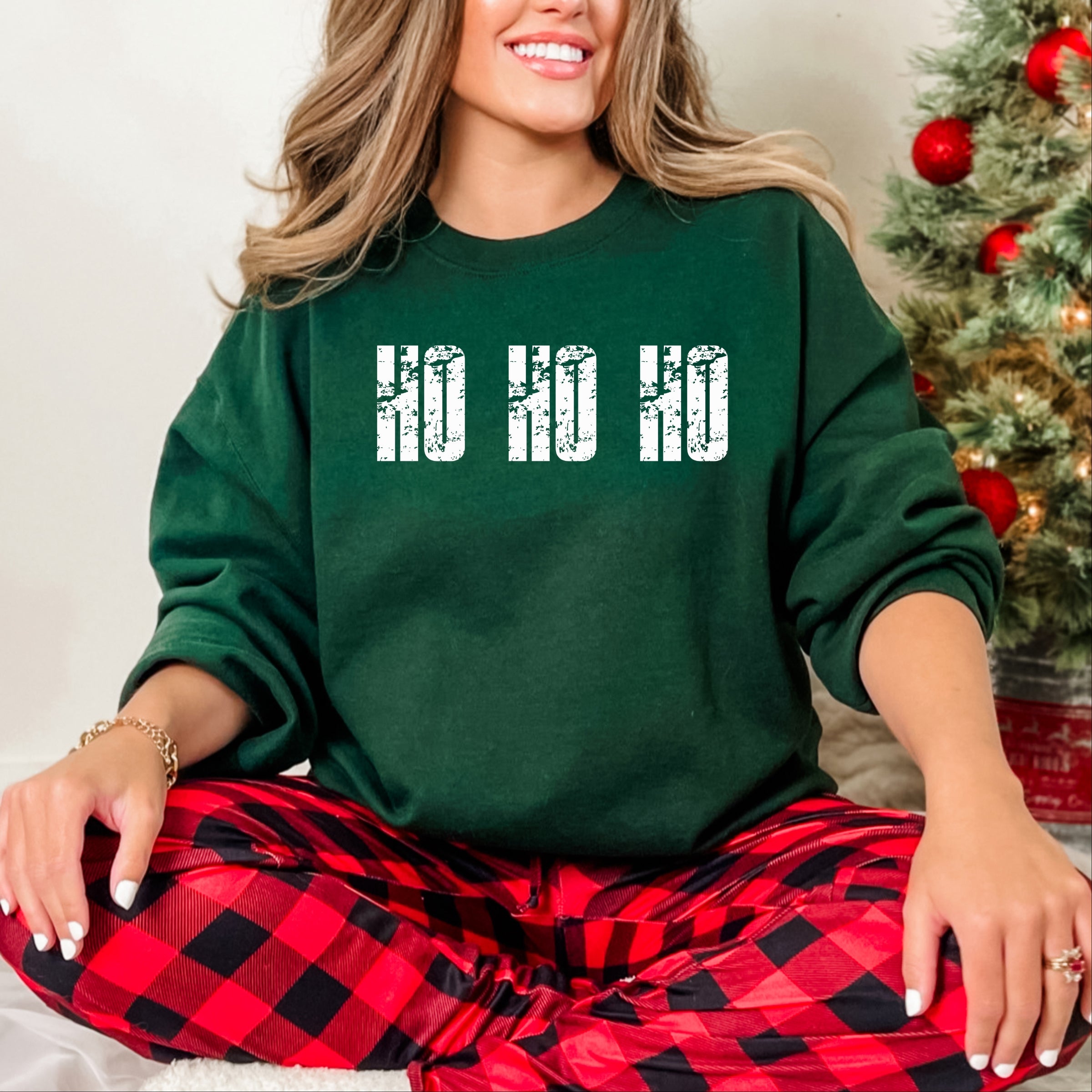 Ho Ho Ho Block Distressed - Women's Graphic Sweatshirt