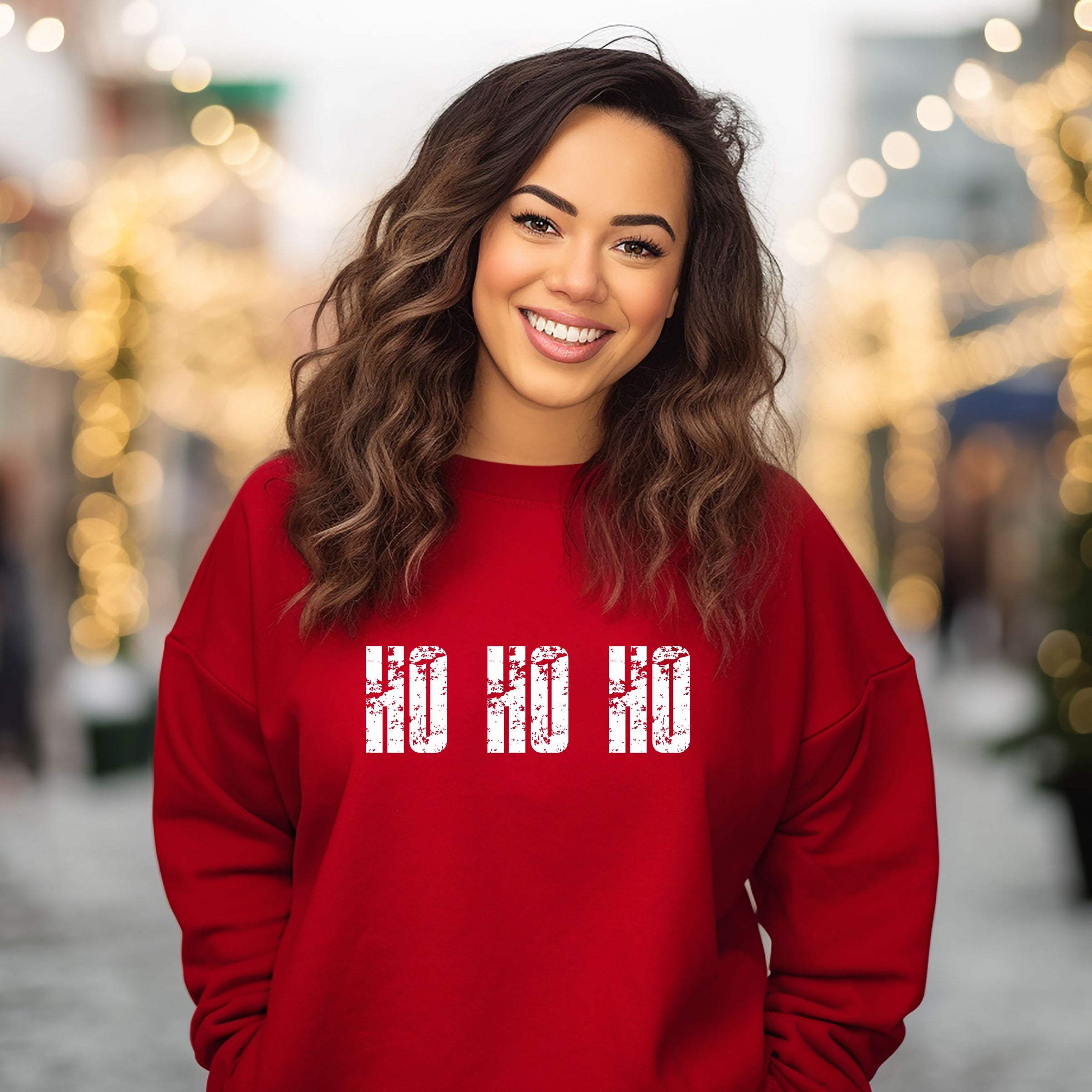 Ho Ho Ho Block Distressed - Women's Graphic Sweatshirt