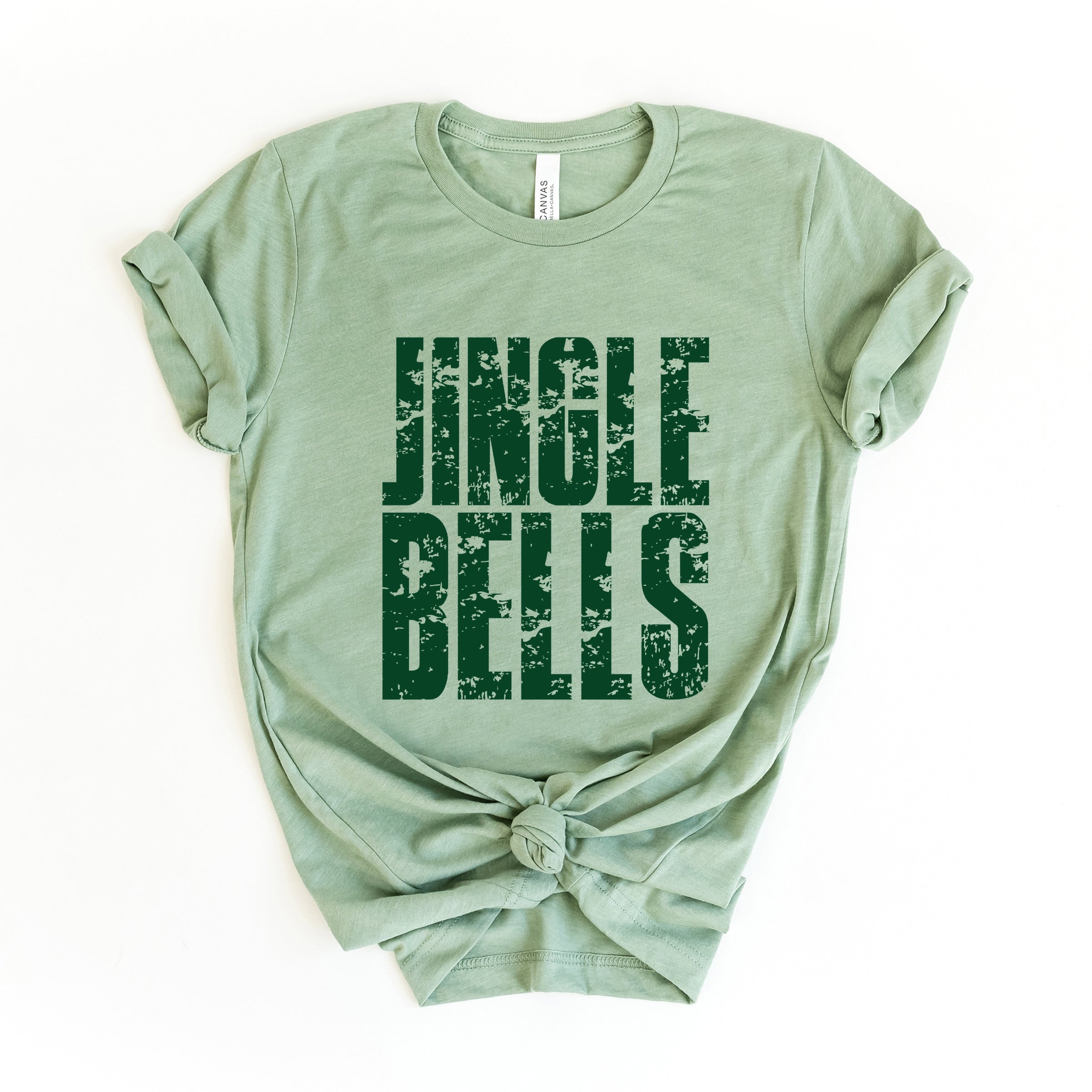 Jingle Bells Block Distressed - Womens Short Sleeve Graphic T-Shirt