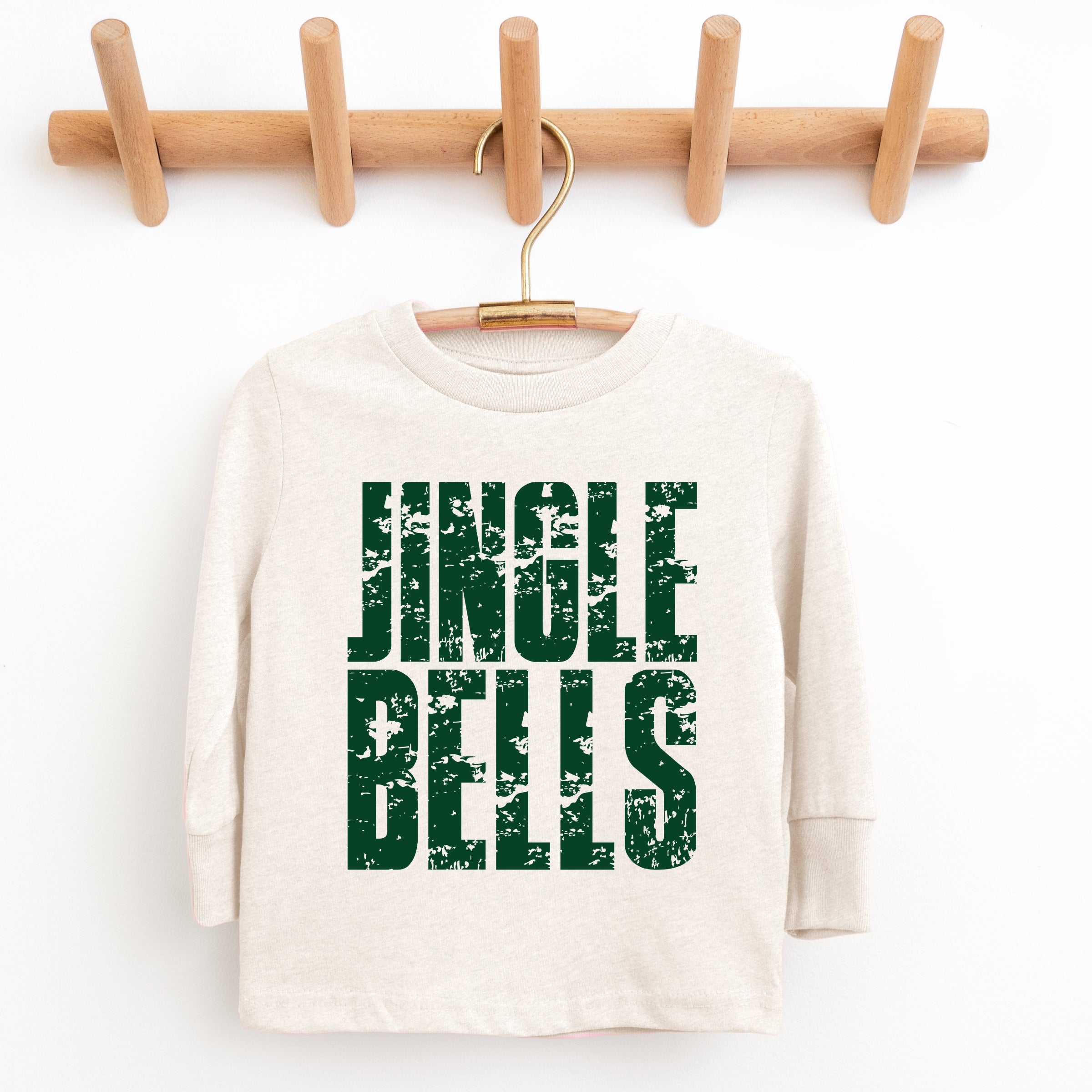 Jingle Bells Block Distressed - Youth Long Sleeve Graphic T-Shirt