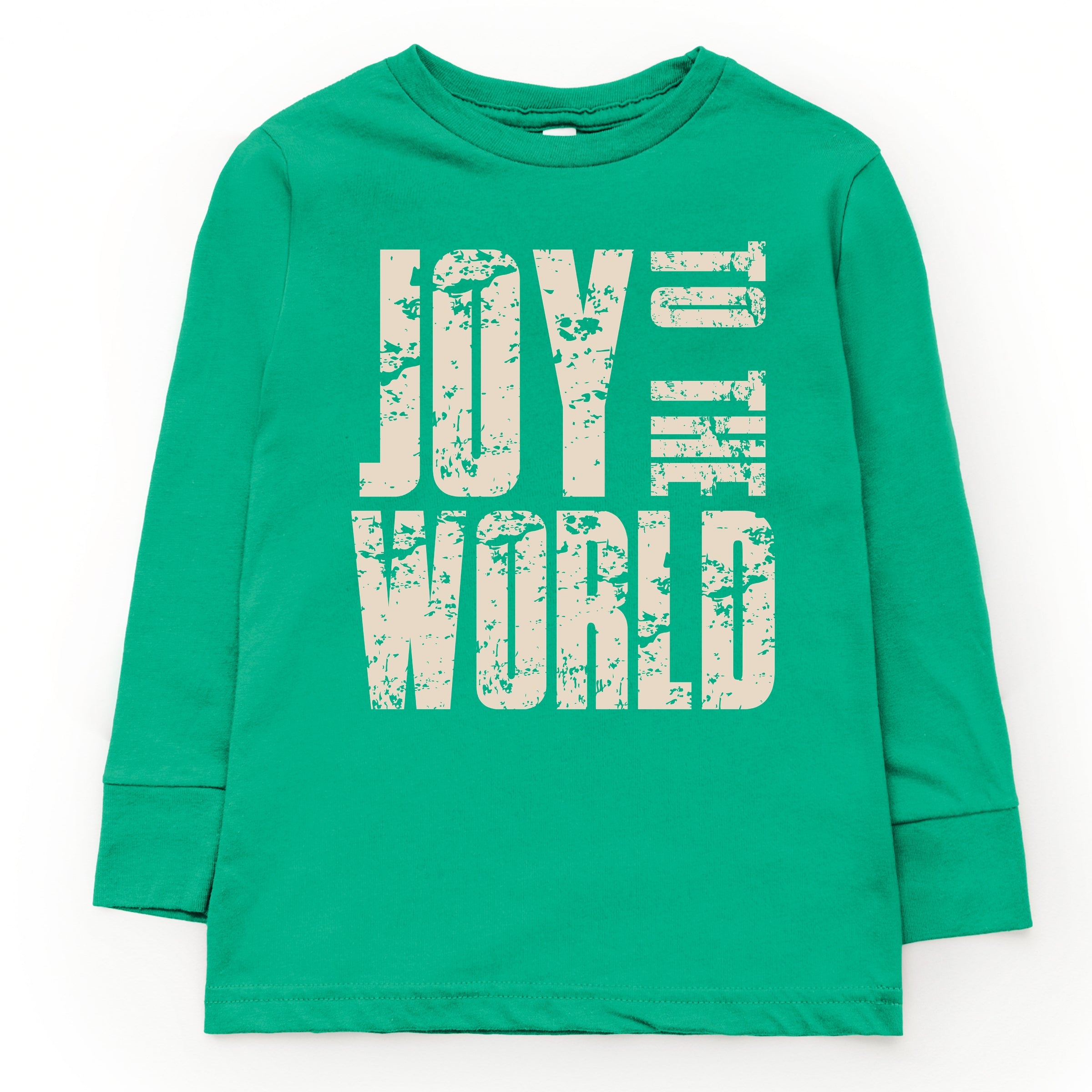Joy To The World Block Distressed - Youth Long Sleeve Graphic T-Shirt