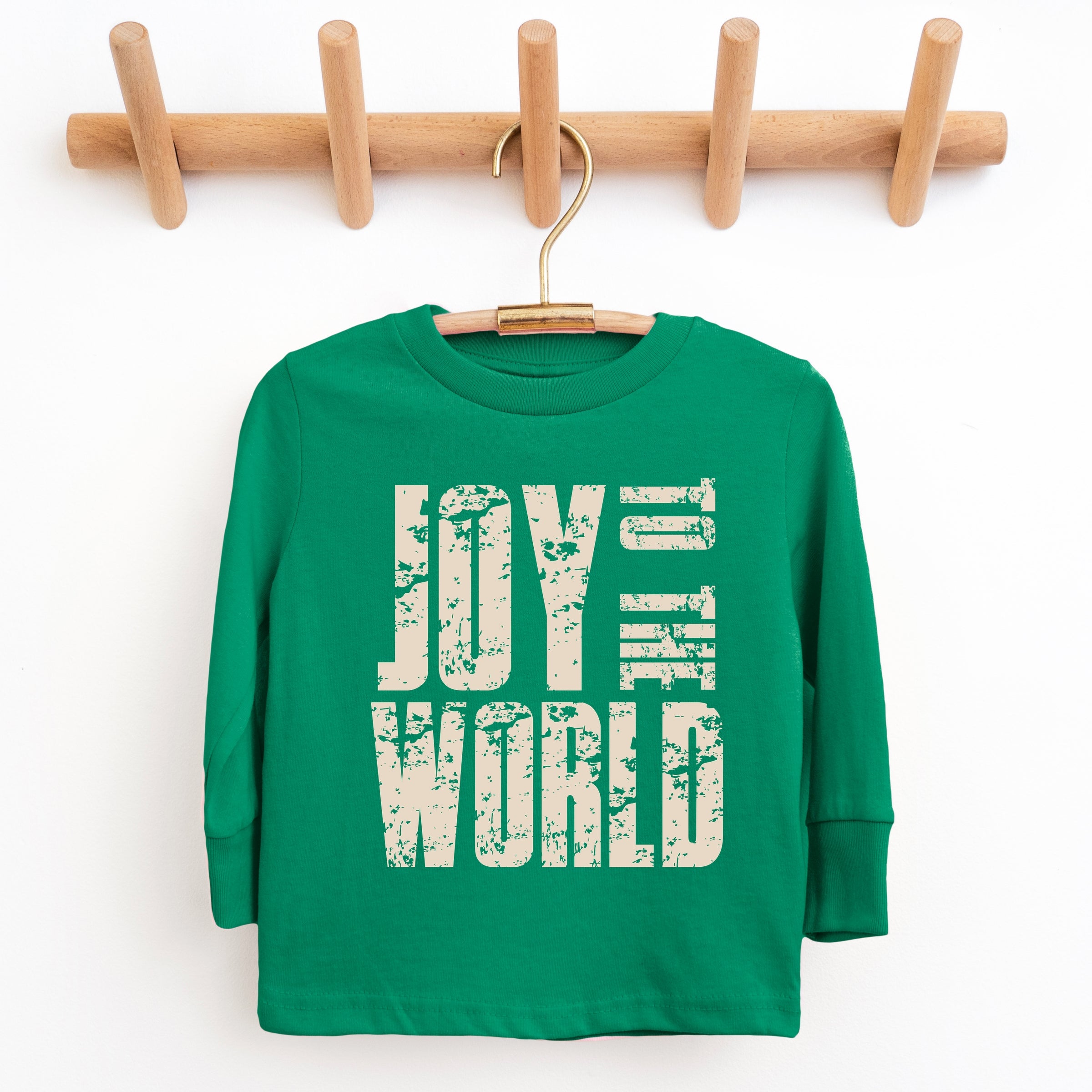 Joy To The World Block Distressed - Youth Long Sleeve Graphic T-Shirt