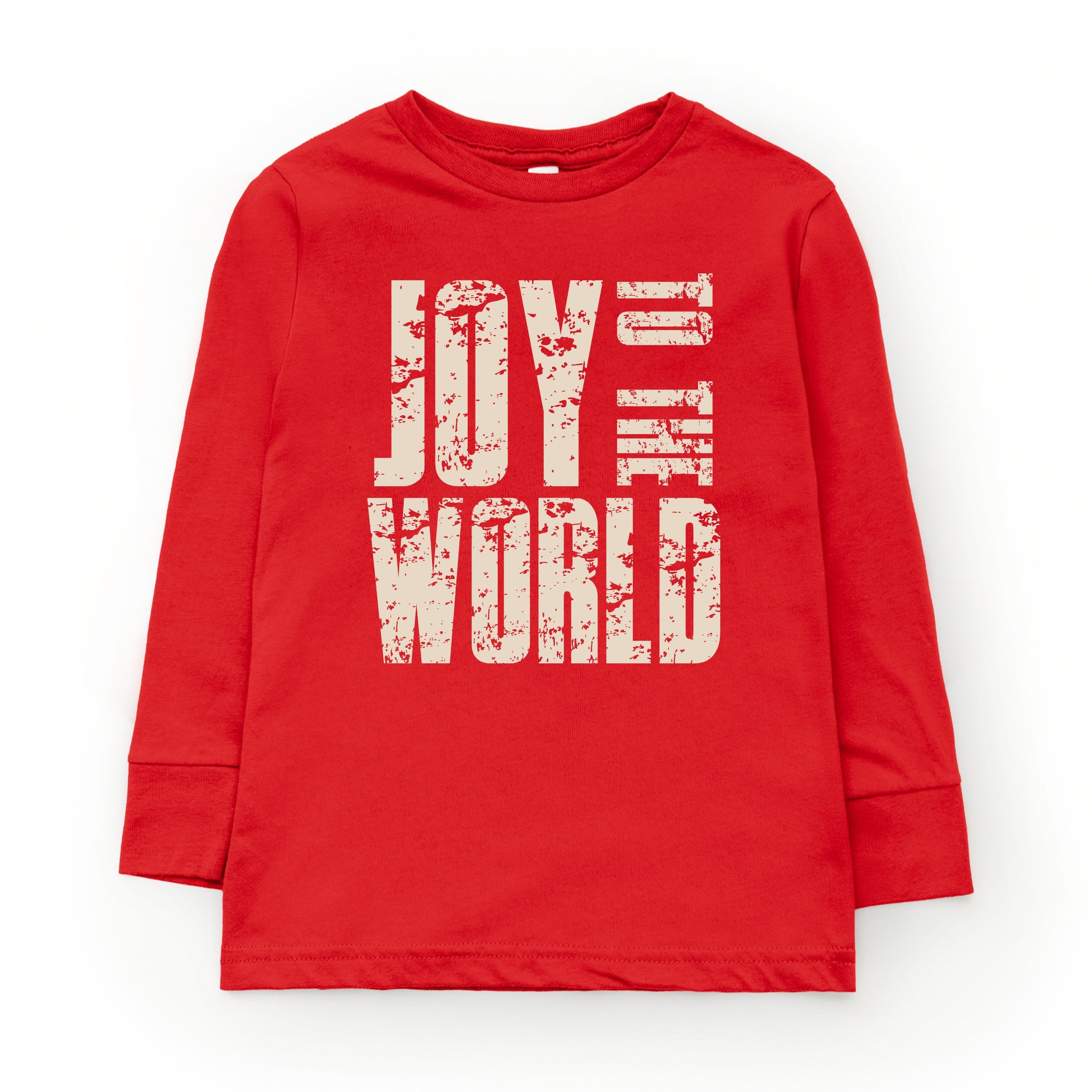 Joy To The World Block Distressed - Youth Long Sleeve Graphic T-Shirt