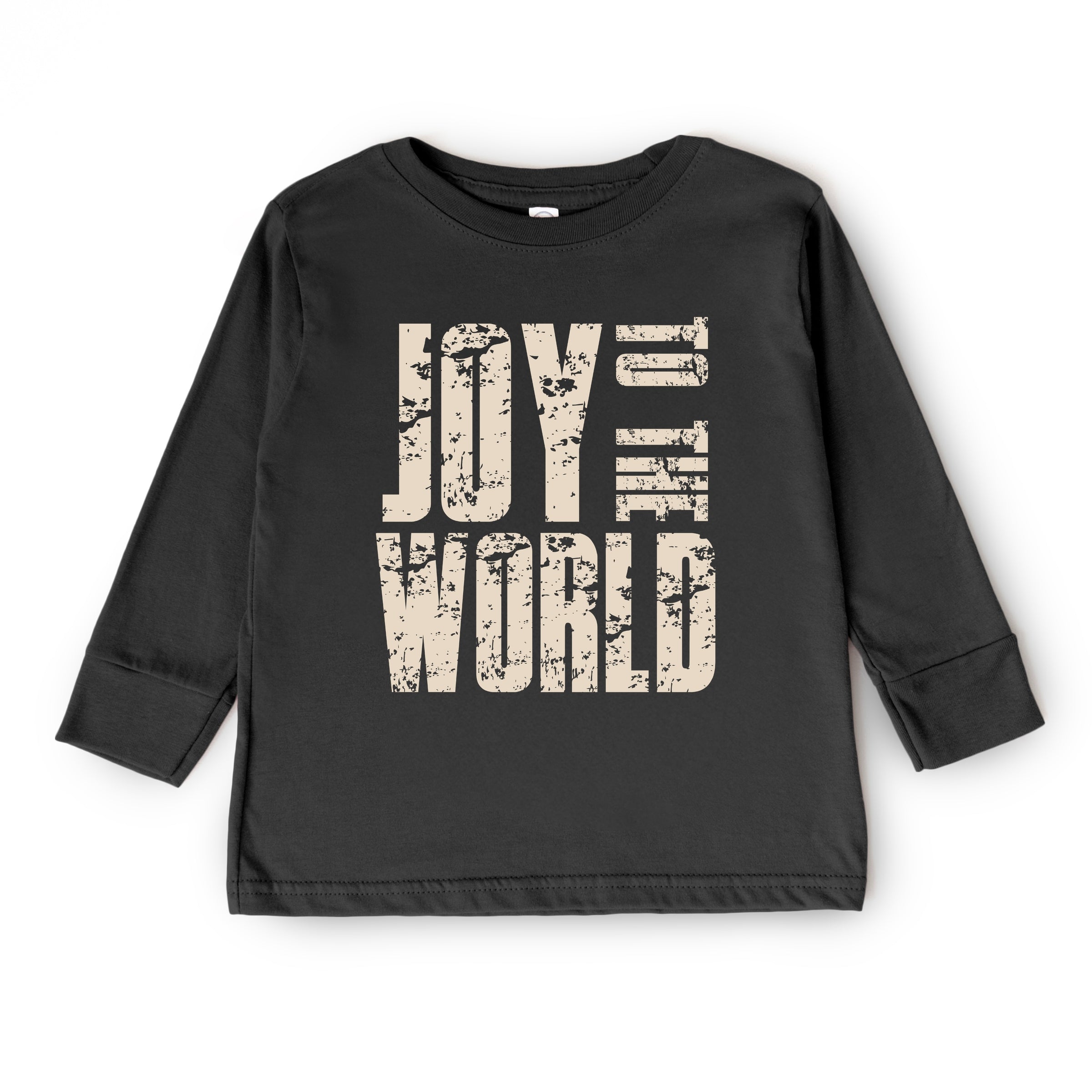 Joy To The World Block Distressed - Youth Long Sleeve Graphic T-Shirt