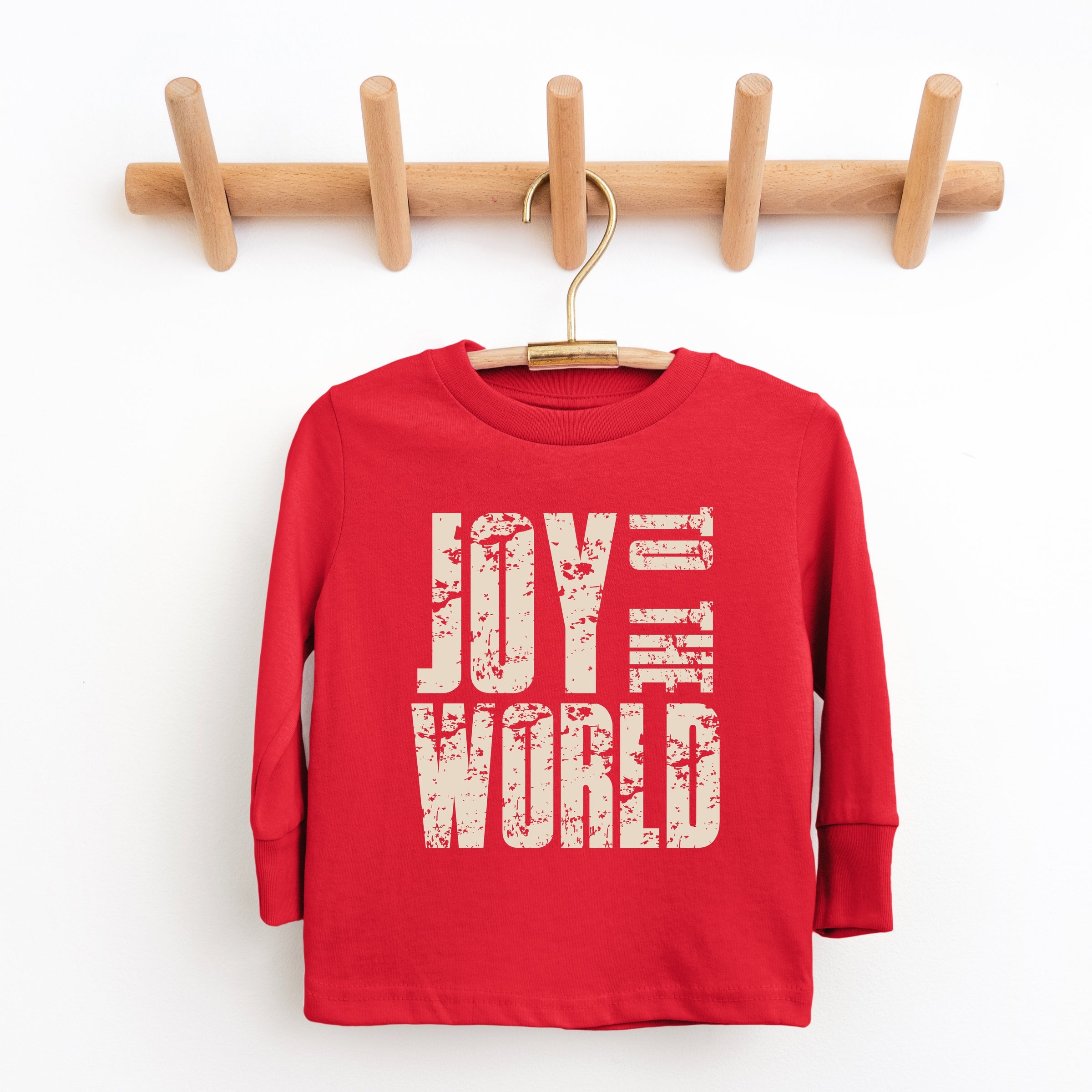 Joy To The World Block Distressed - Youth Long Sleeve Graphic T-Shirt