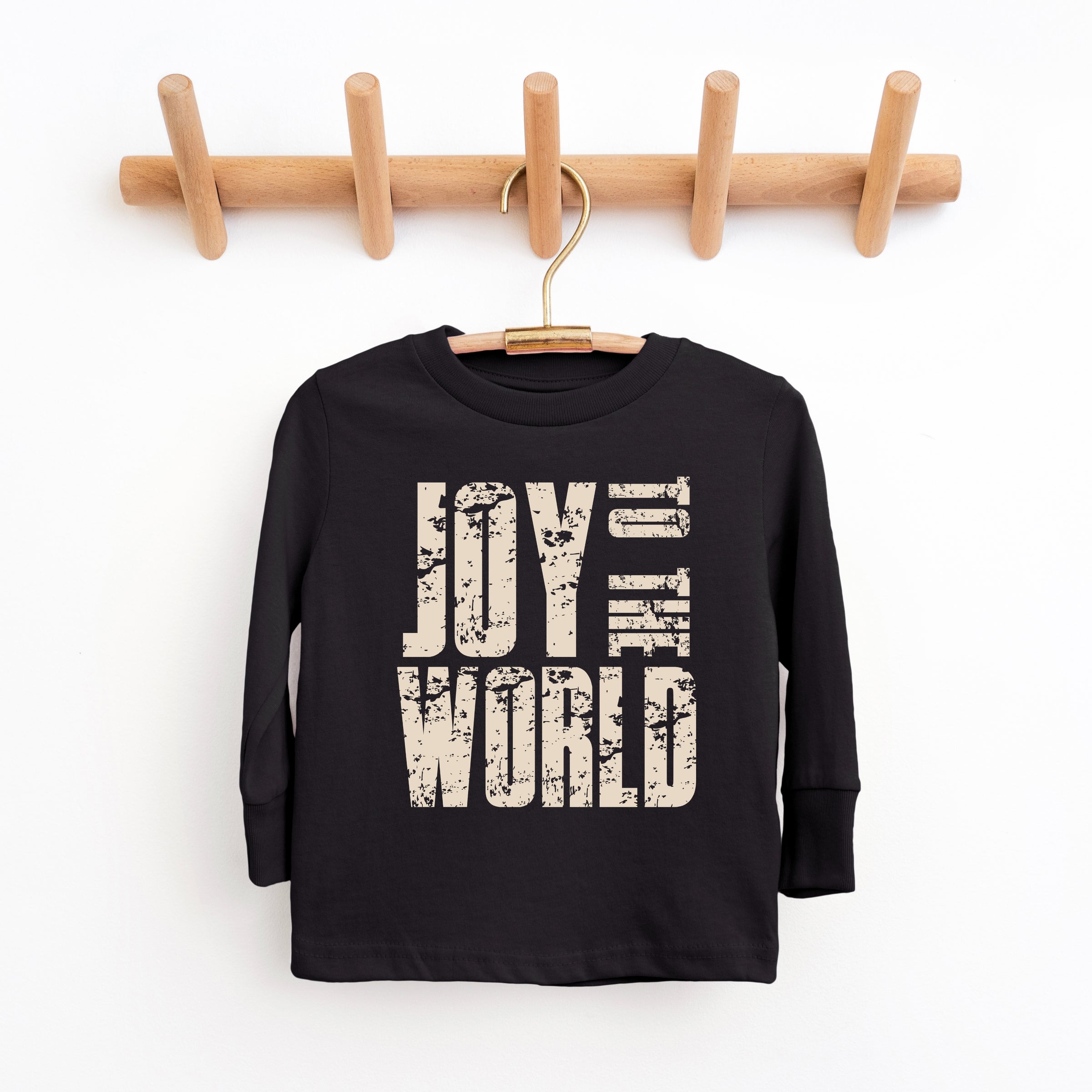 Joy To The World Block Distressed - Youth Long Sleeve Graphic T-Shirt
