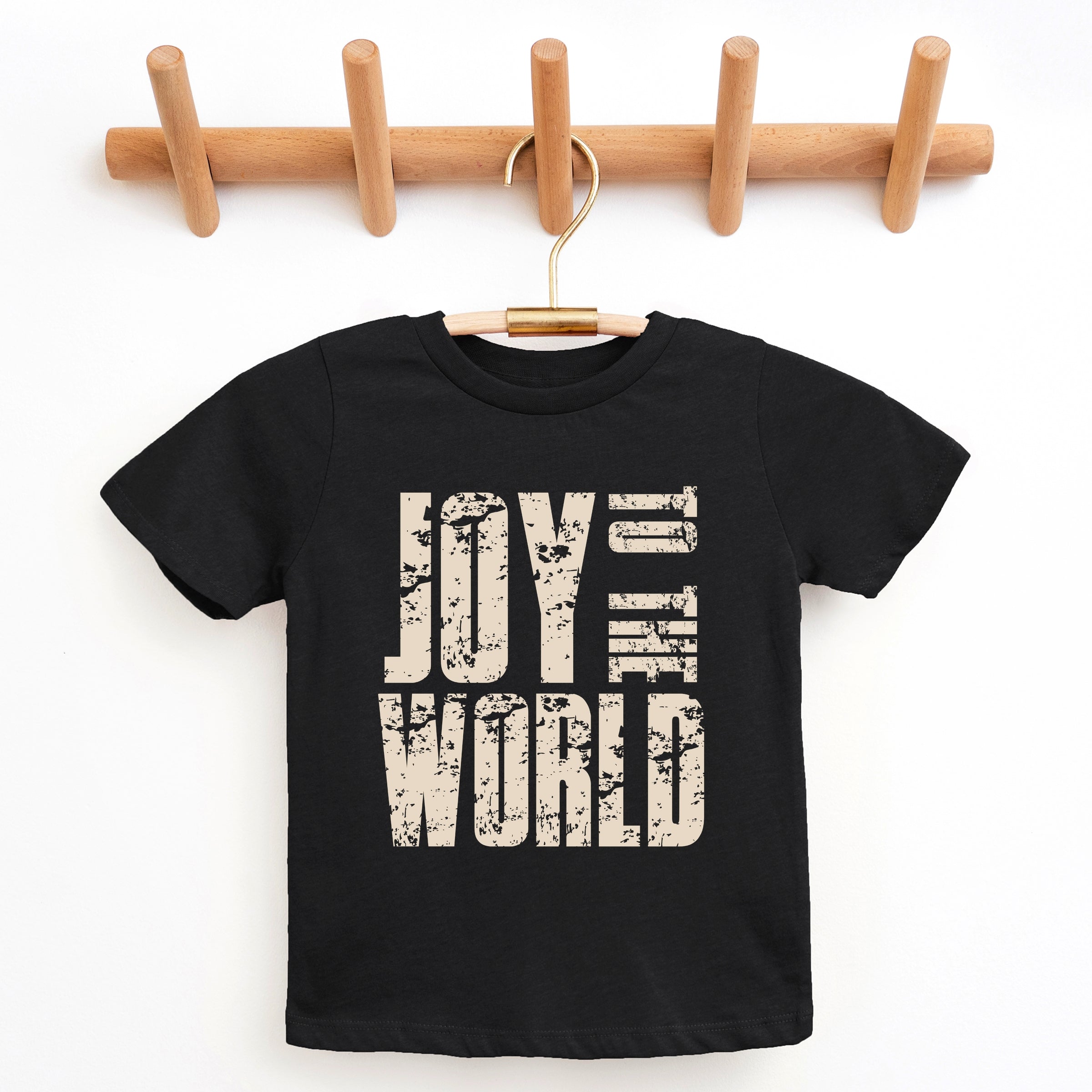 Joy To The World Block Distressed - Youth Short Sleeve Graphic T-Shirt