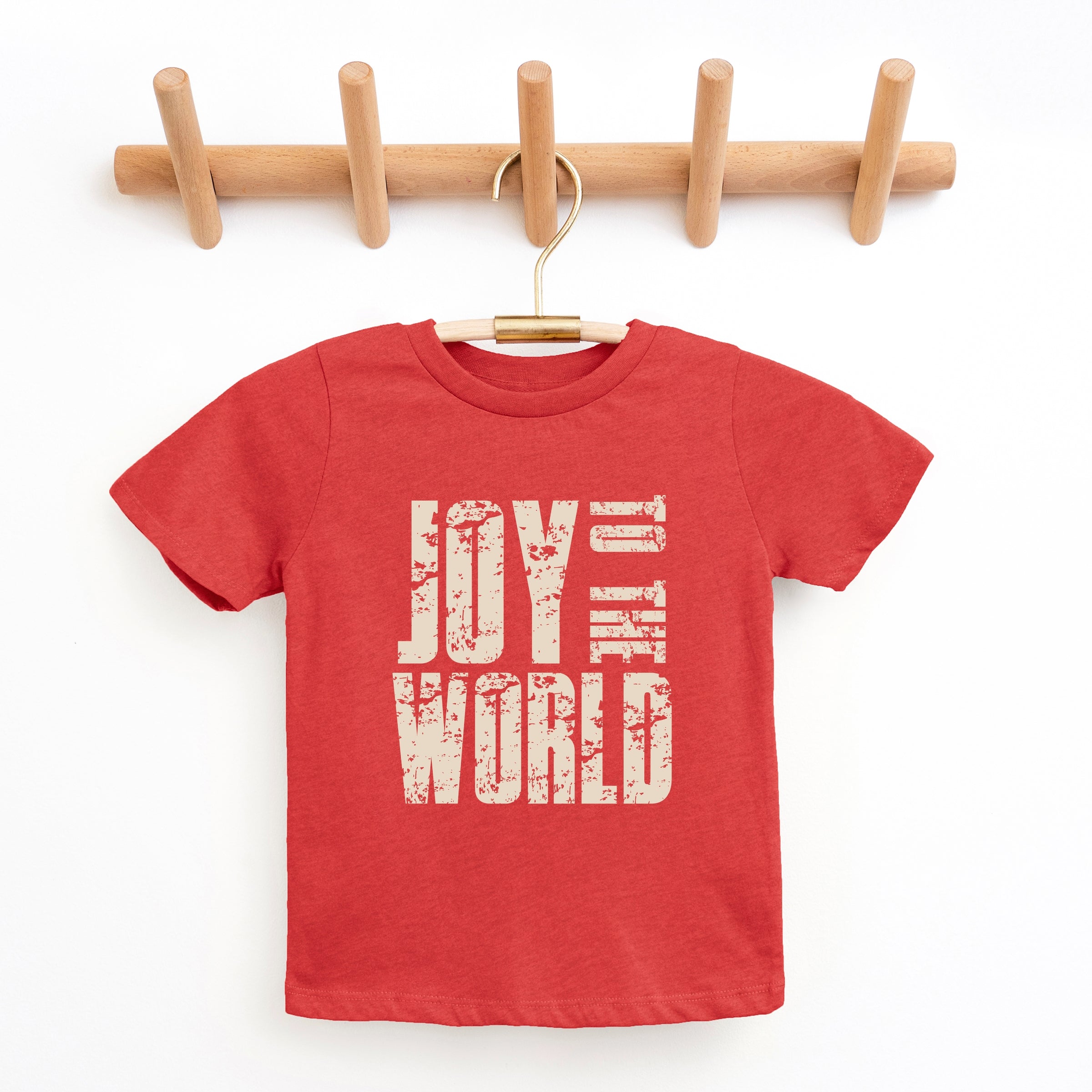 Joy To The World Block Distressed - Youth Short Sleeve Graphic T-Shirt
